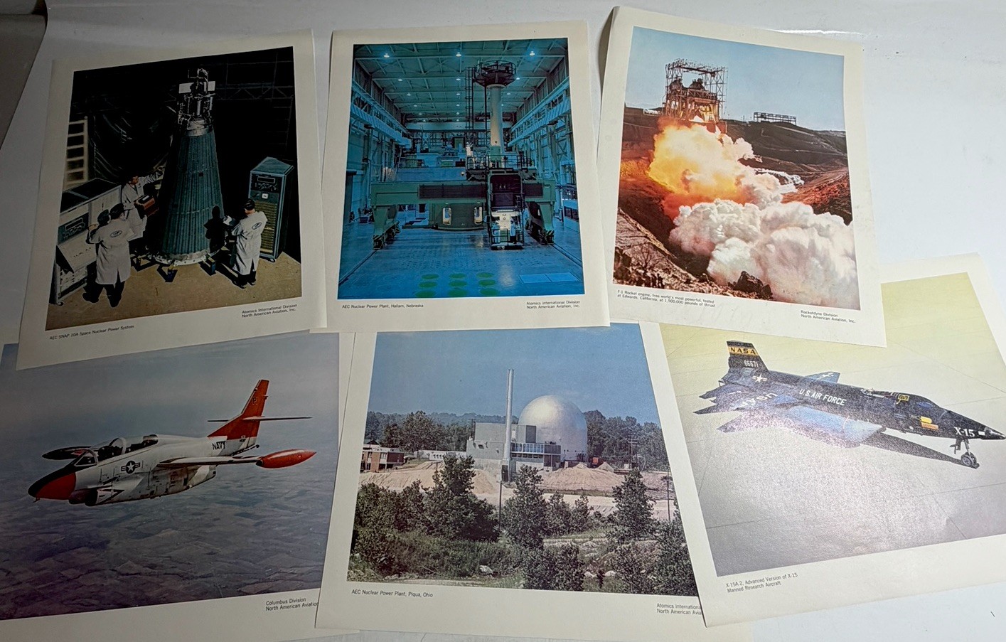 Vintage 1960s NASA Aviation Nuclear Space Rocket X-15 Color Prints Lot of 6