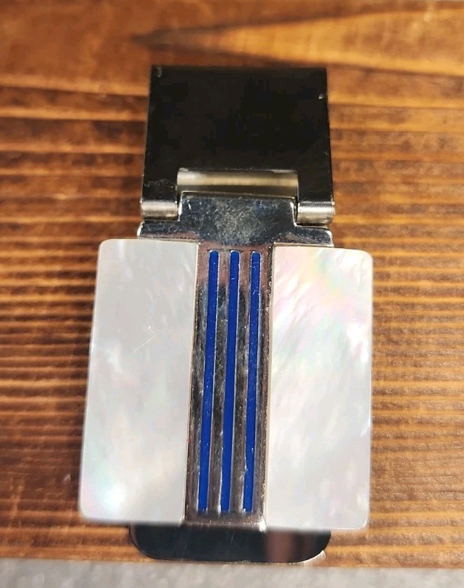 Vintage Silver Tone ArtcDeco Money Clip W/Mother-Of-Pearl Vintage Silver Tone ArtcDeco Money Clip W/Mother-Of-Pearl