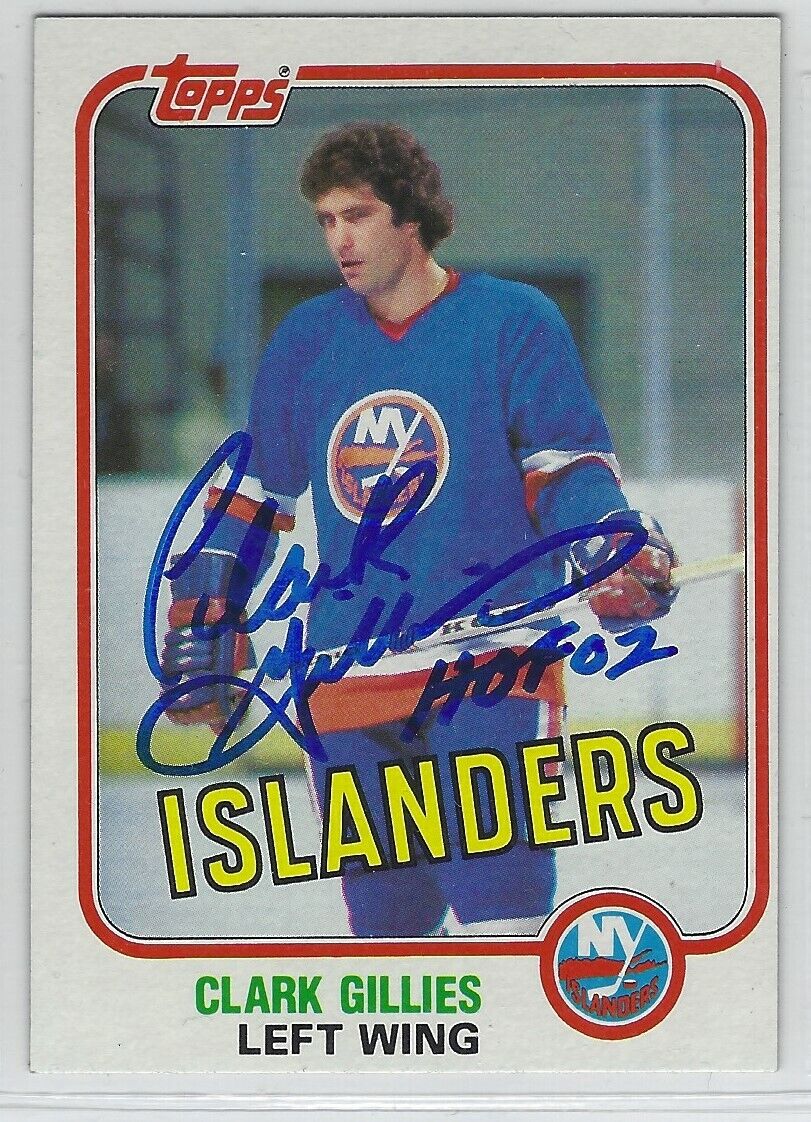 New York Islanders Clark Gillies 1981 O-PEE-CHEE #202 Authentic Signed Card w/CO