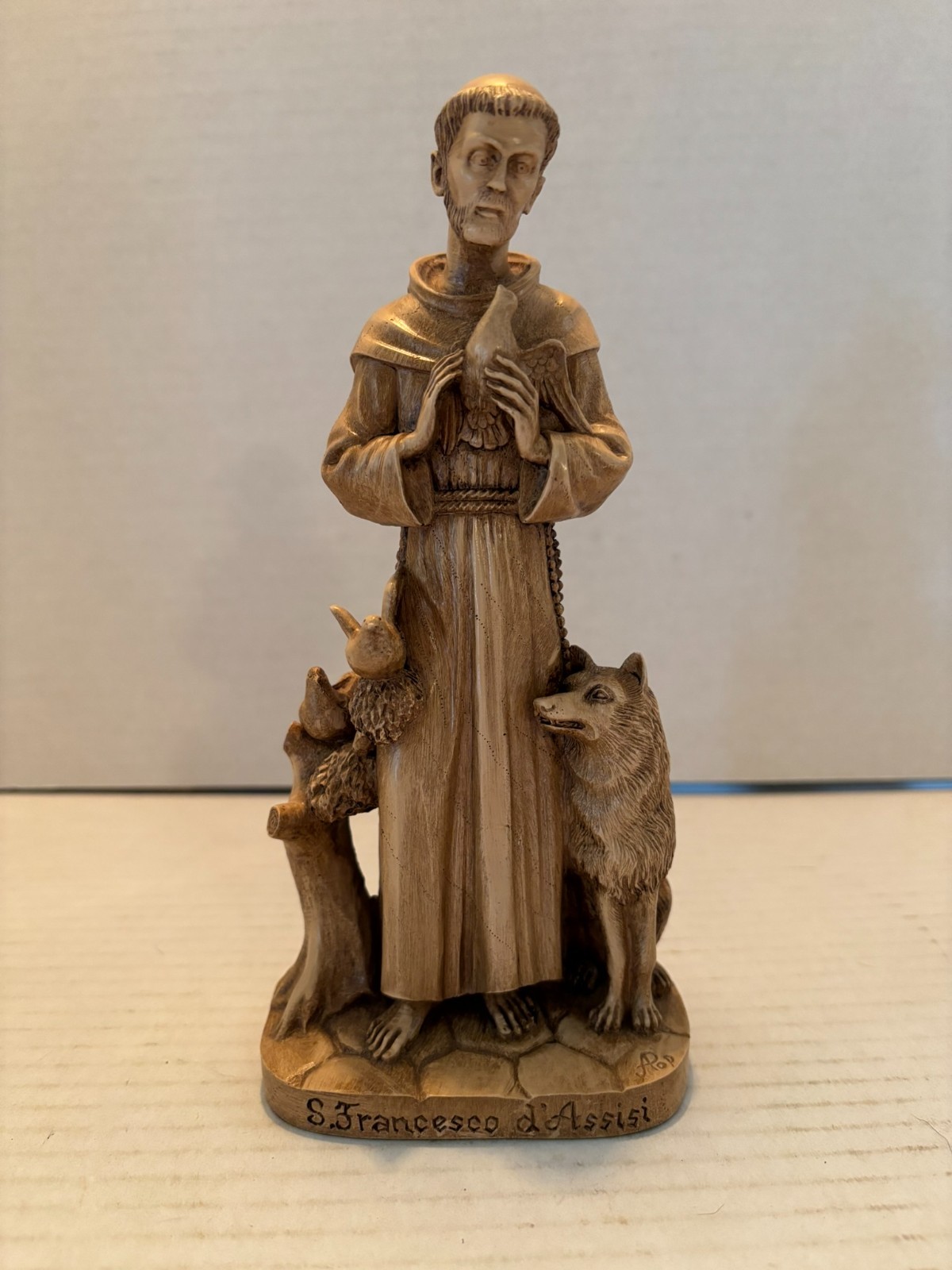 Vintage St Francesco d\'Assisi Small Figurine Resin E.P. 1995 Signed 8.5in Tall Vintage St Francesco d\'Assisi Small Figurine Resin E.P. 1995 Signed 8.5in Tall