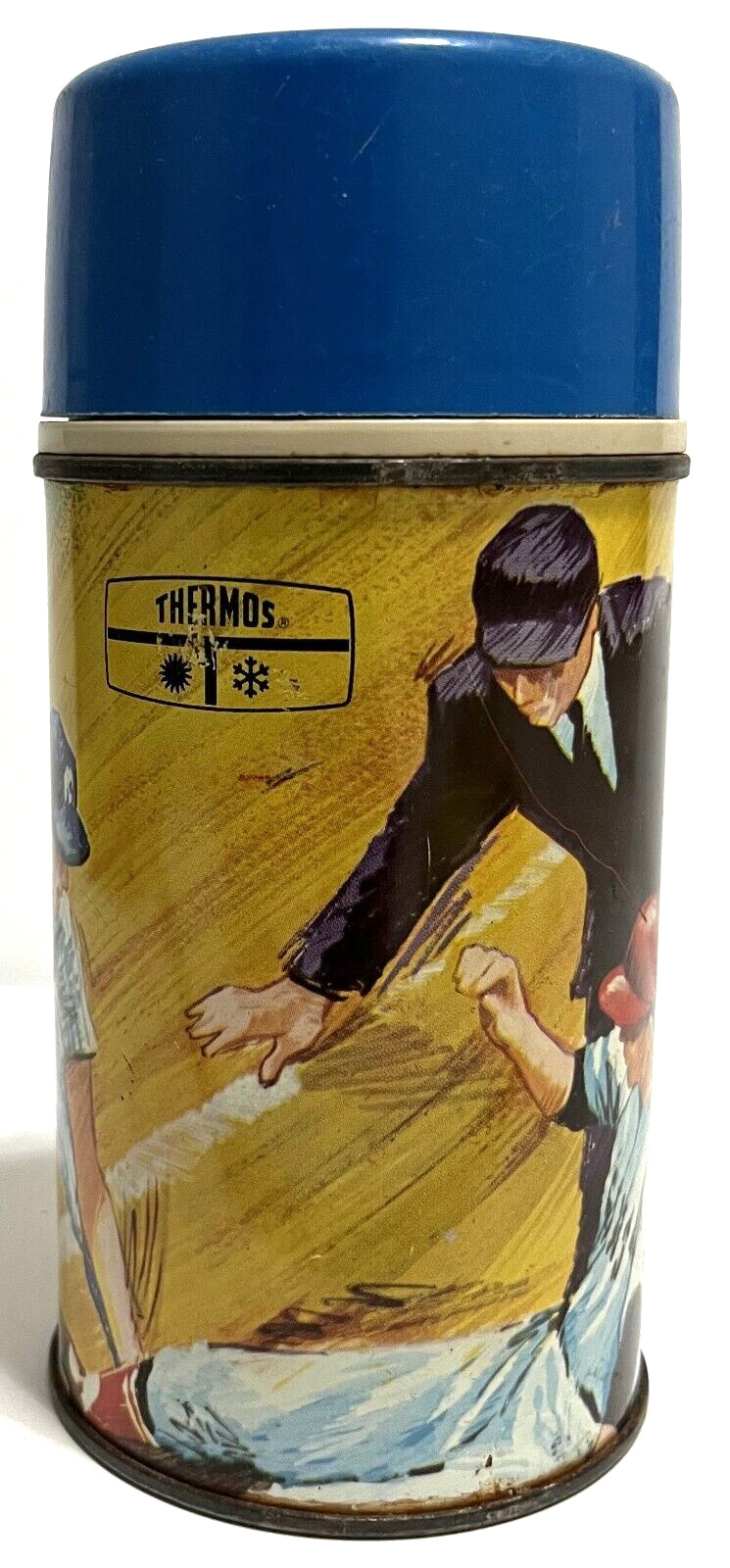 MLB Baseball Vintage 1969 King Seeley Metal Thermos Bottle Stopper Blue Cup