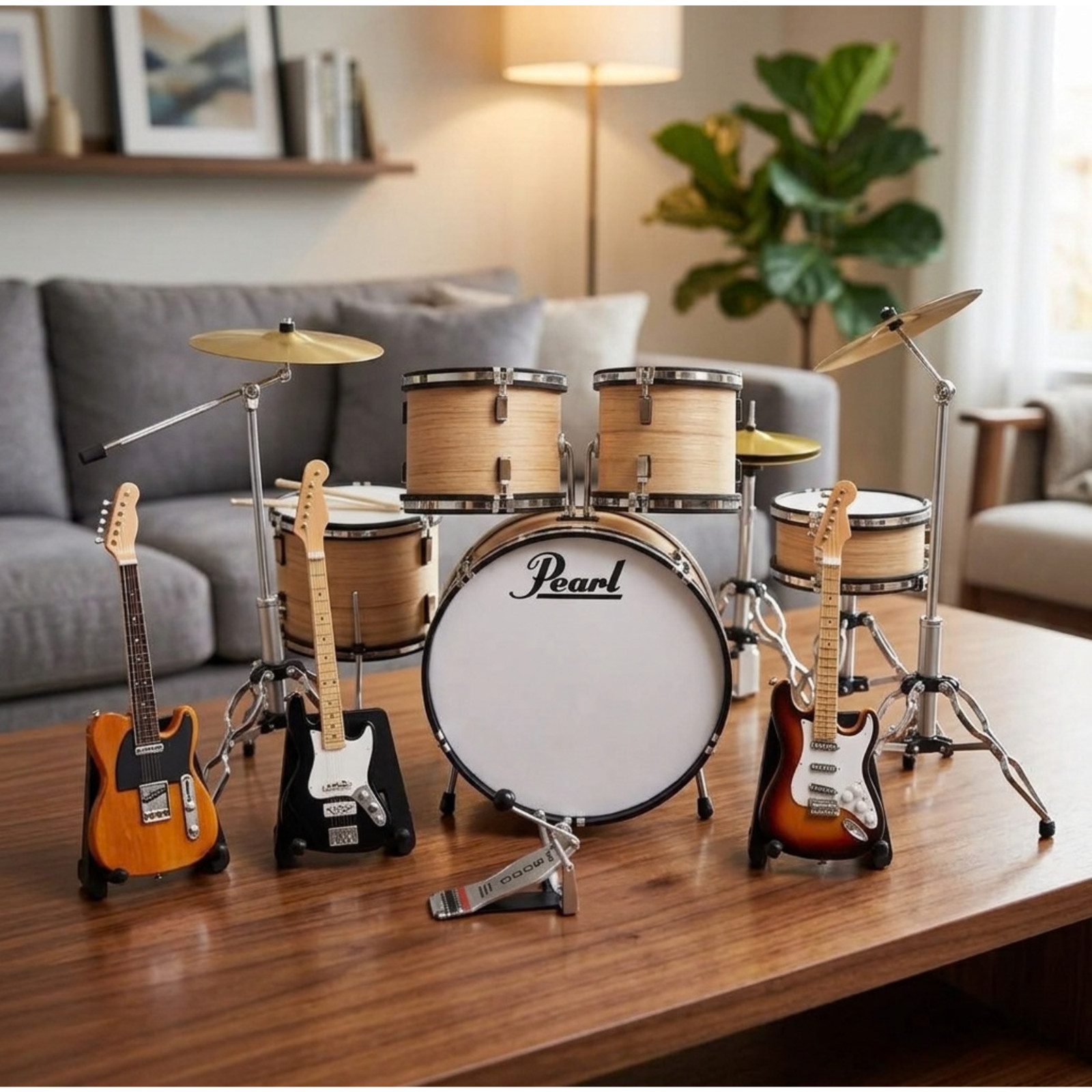Miniature Drum Set Pearl  1:6  Birthday Gift Music Instrument