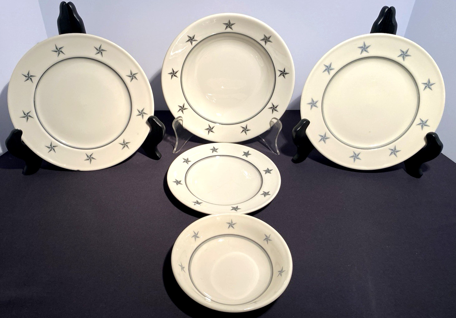 SS United States Lamberton Grey Star China dishes 5pc. See NOTE SS United States Lamberton Grey Star China dishes 5pc. See NOTE