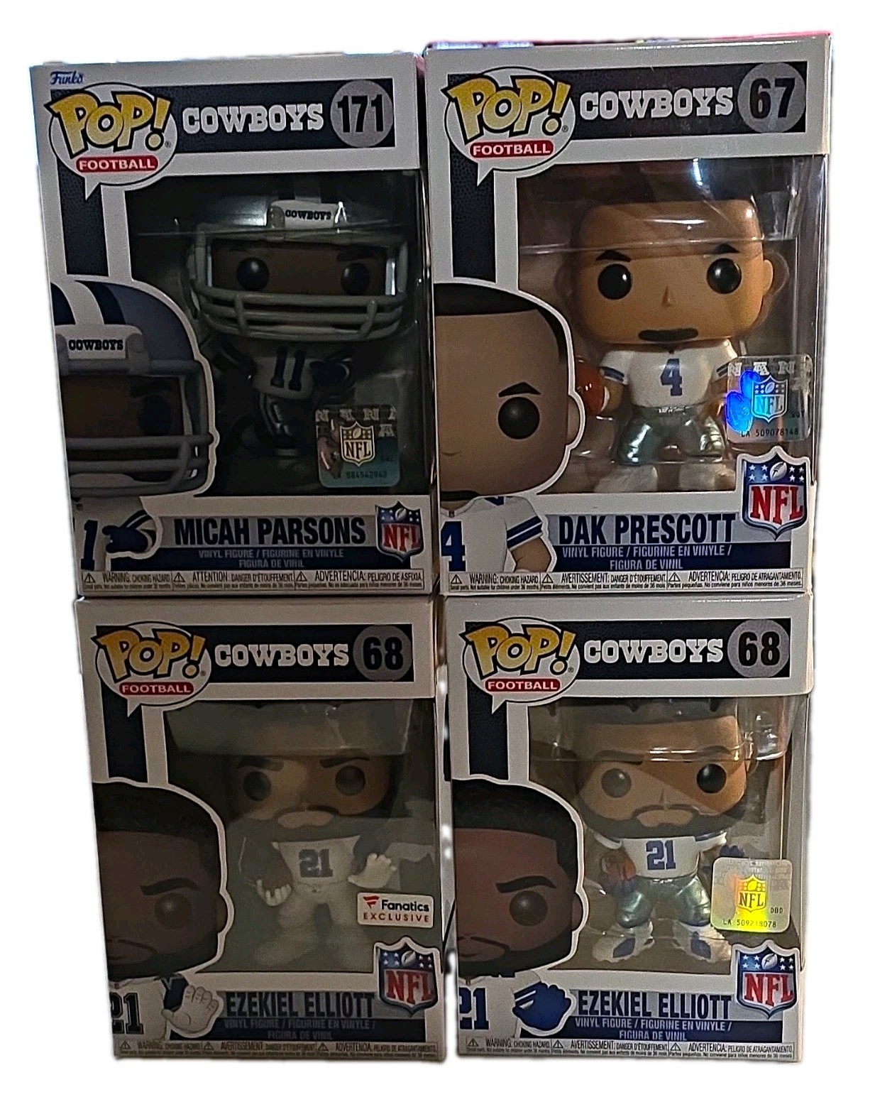 Funko Pop NFL Cowboys 4Pk Parsons Prescott Elliott X 2 Fanatics Excl Funko Pop NFL Cowboys 4Pk Parsons Prescott Elliott X 2 Fanatics Excl