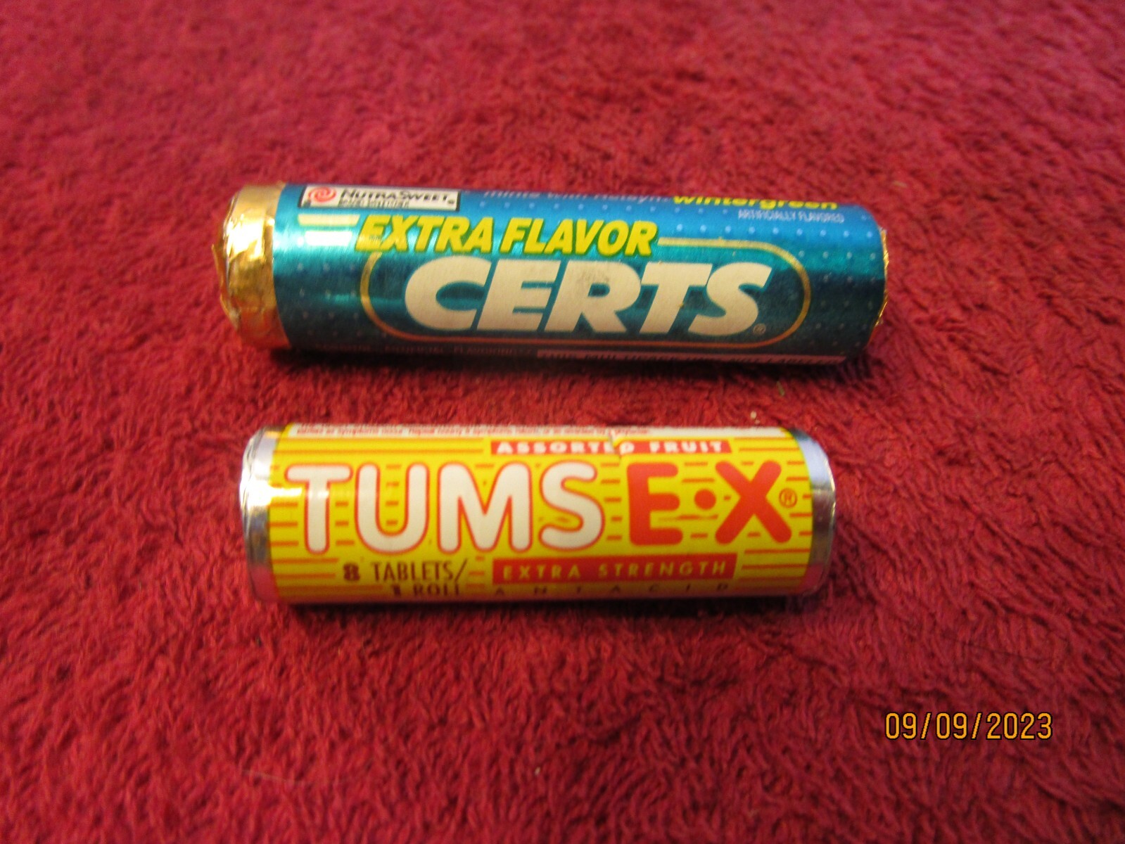 Vintage Unopened Pack of Certs Extra Flavor Wintergreen + Pack of Tums E-X Vintage Unopened Pack of Certs Extra Flavor Wintergreen + Pack of Tums E-X