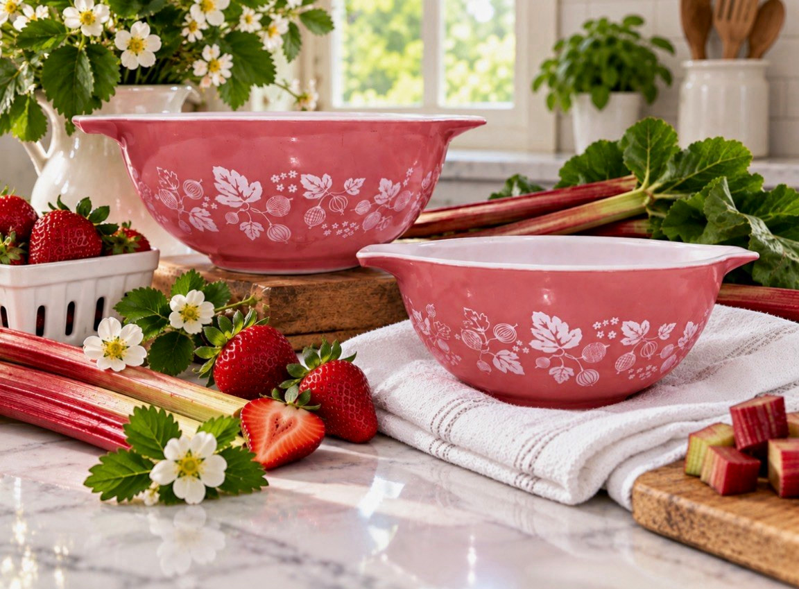 Vintage 1950’s Pyrex Cinderella Pink Gooseberry Pattern Mixing Bowl 442 1.5 Qt Vintage 1950’s Pyrex Cinderella Pink Gooseberry Pattern Mixing Bowl 442 1.5 Qt