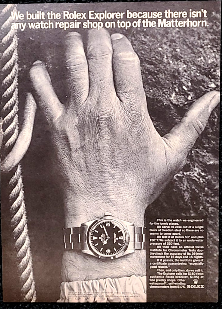 Rolex Explorer Original 1966 Vintage Print Ad The Matterhorn Wall Art Rolex Explorer Original 1966 Vintage Print Ad The Matterhorn Wall Art