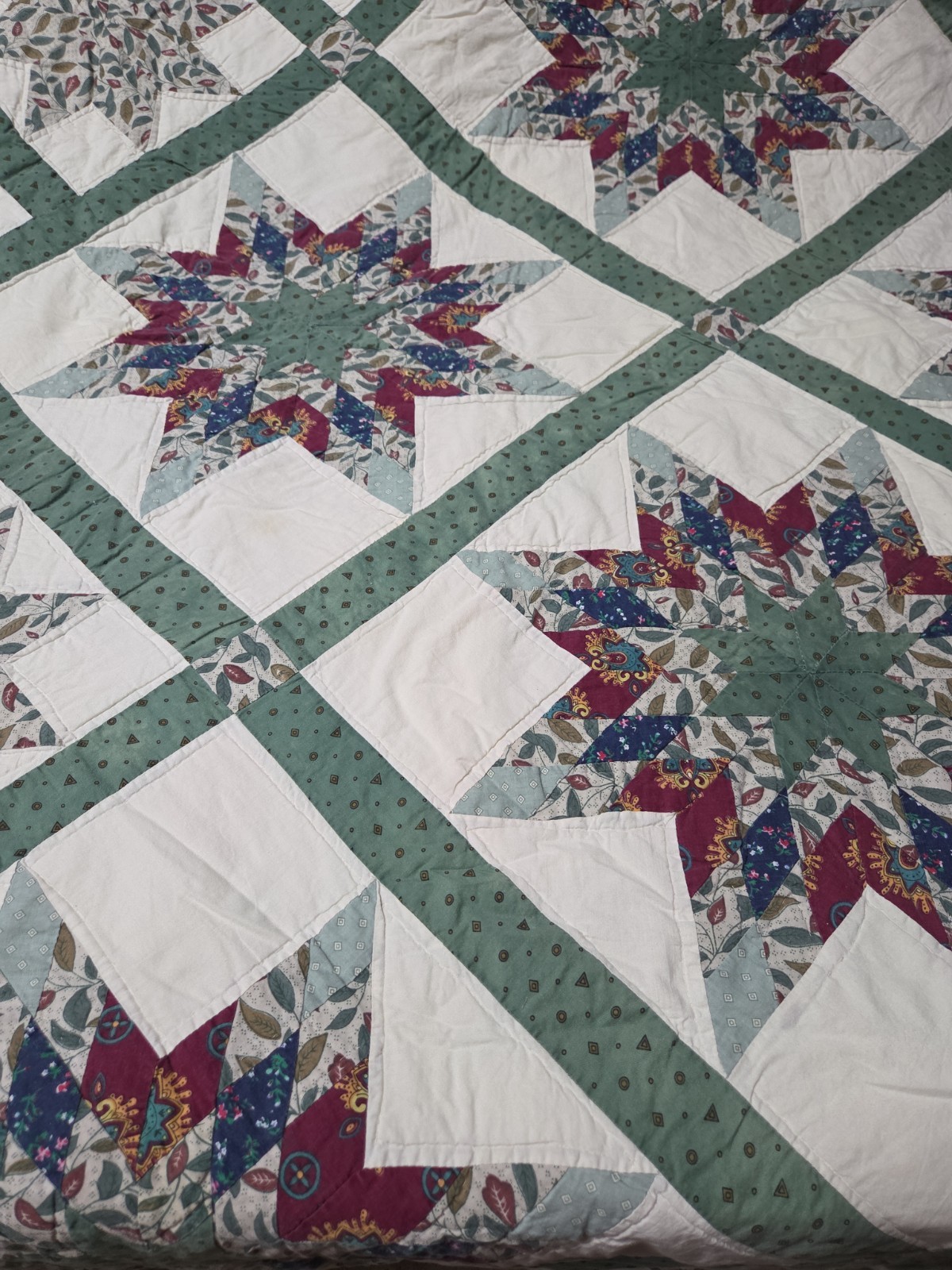 Quilt Vintage Feed Sack Beautiful Eight Point Star End Pattern 90 Quilt Vintage Feed Sack Beautiful Eight Point Star End Pattern 90