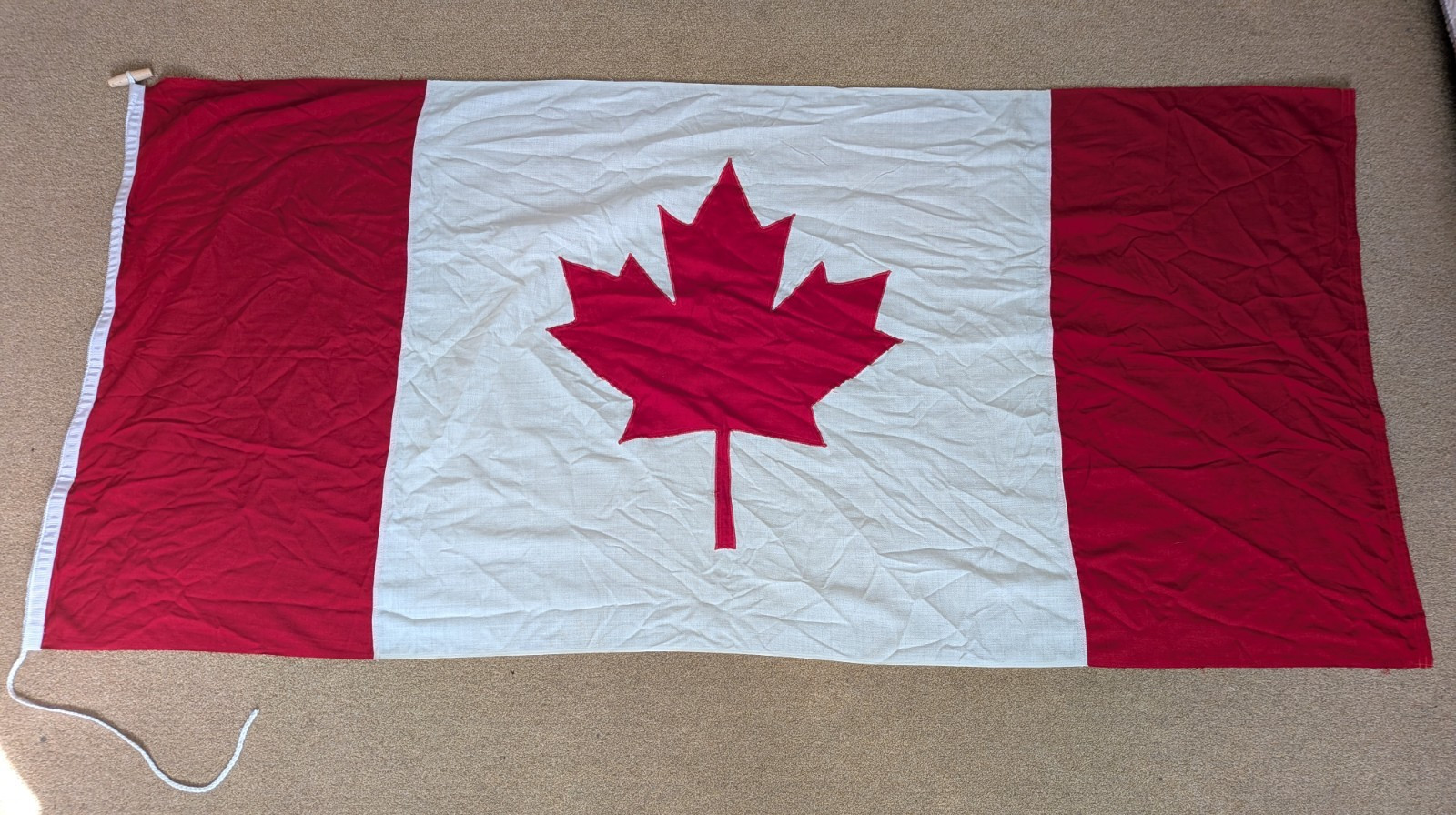 Vintage Large Canada Flag 6ft x 2ft 11 Stitched Maple Leaf  Made In England