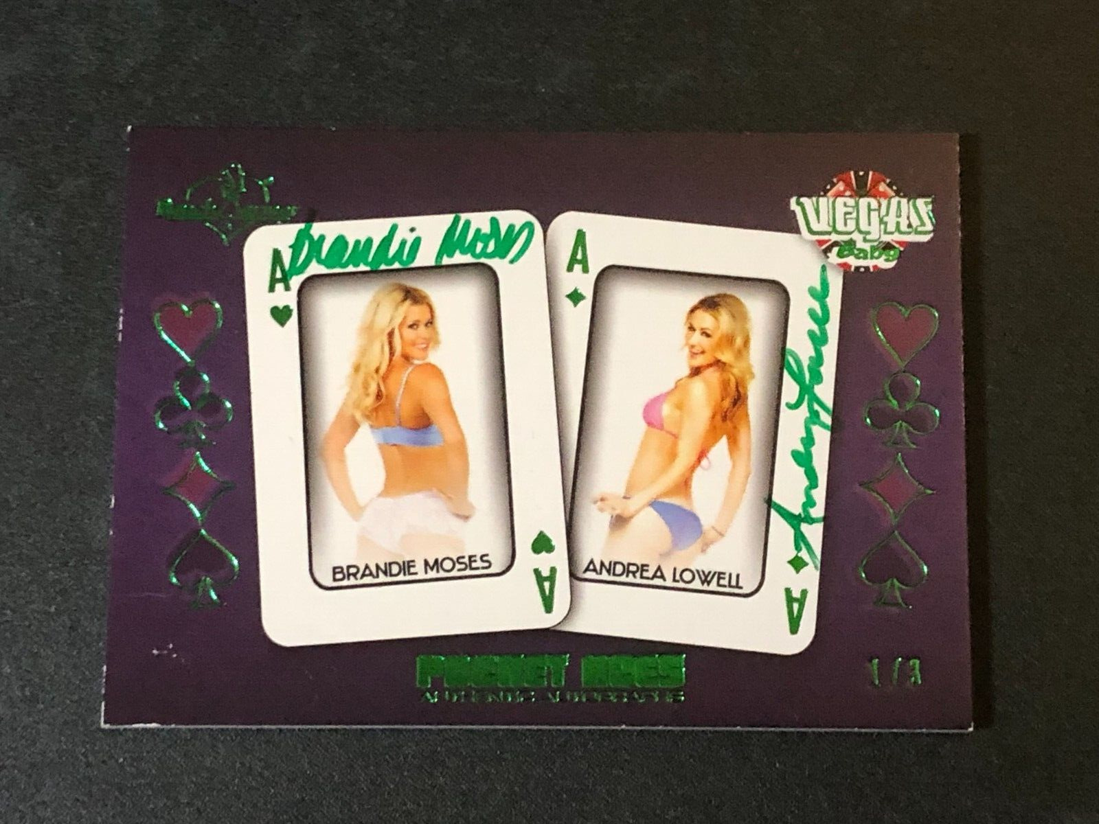 2014 Benchwarmer BRANDIE Moses ANDREA Lowell Vegas Baby POCKET ACES Dual Auto/3