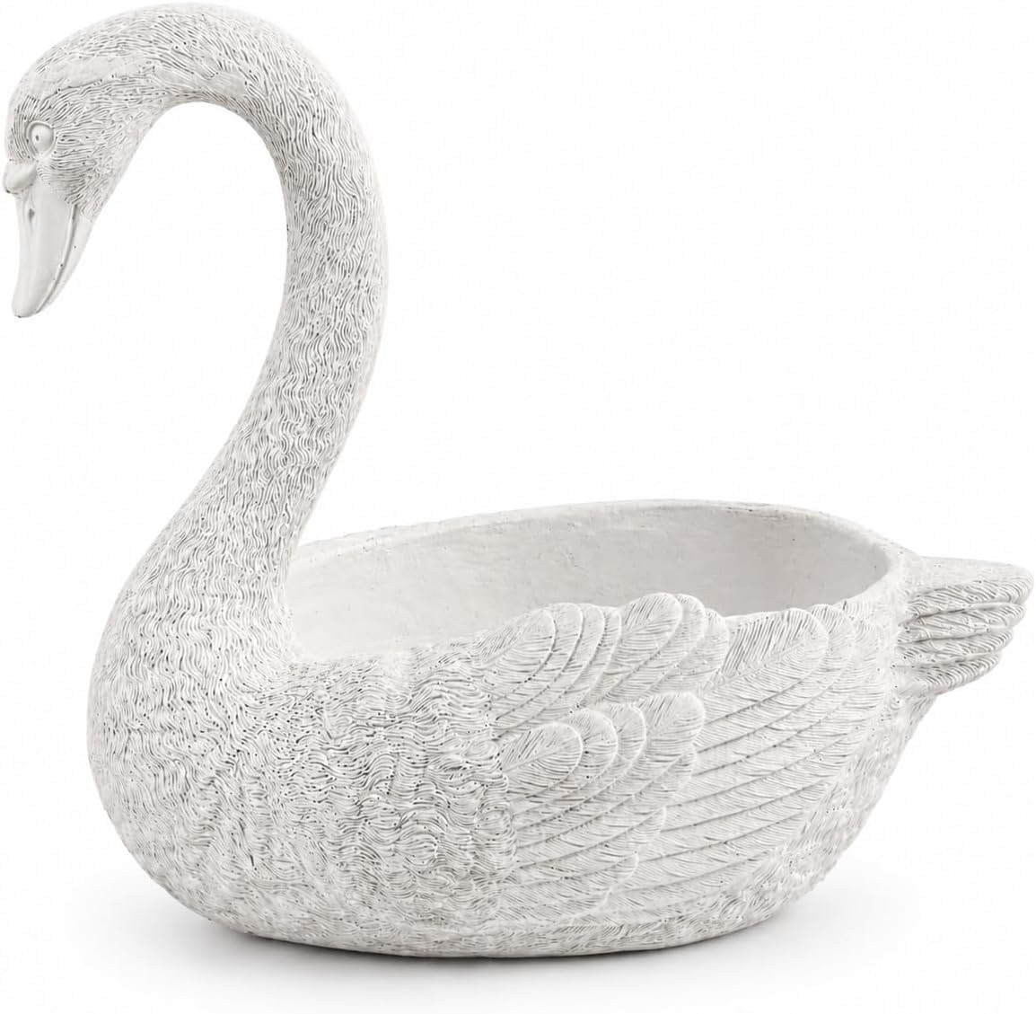 Vintage White Swan Planter Pot, Resin Swan Flower Pot with Drainage Hole