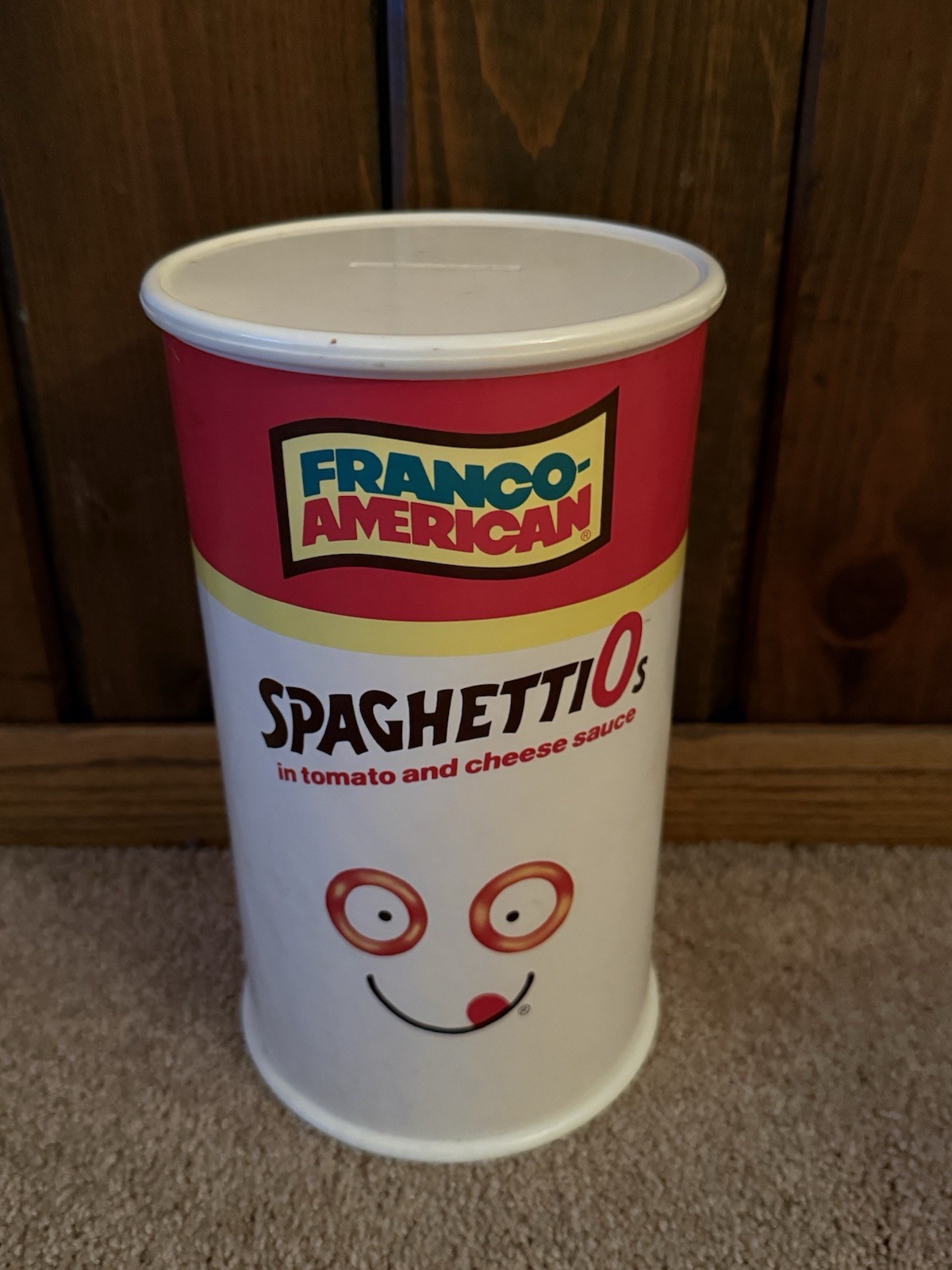 Vintage Franco-American SpaghettiOs Plastic Coin Bank Advertising Can Promo Vintage Franco-American SpaghettiOs Plastic Coin Bank Advertising Can Promo
