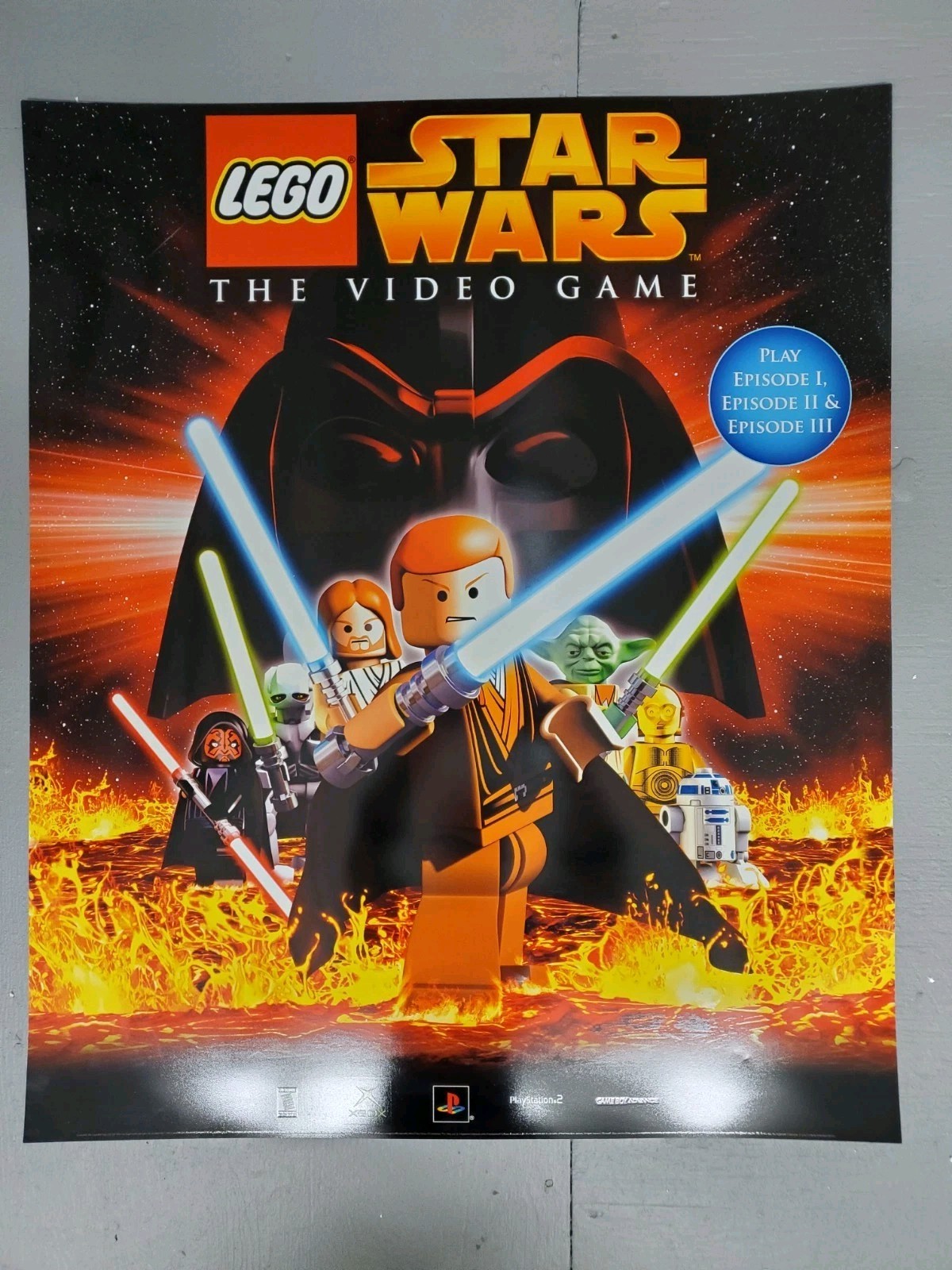 Lego Star Wars The Video Game Plastic Promotional Poster PlayStation PS2 XBOX Lego Star Wars The Video Game Plastic Promotional Poster PlayStation PS2 XBOX