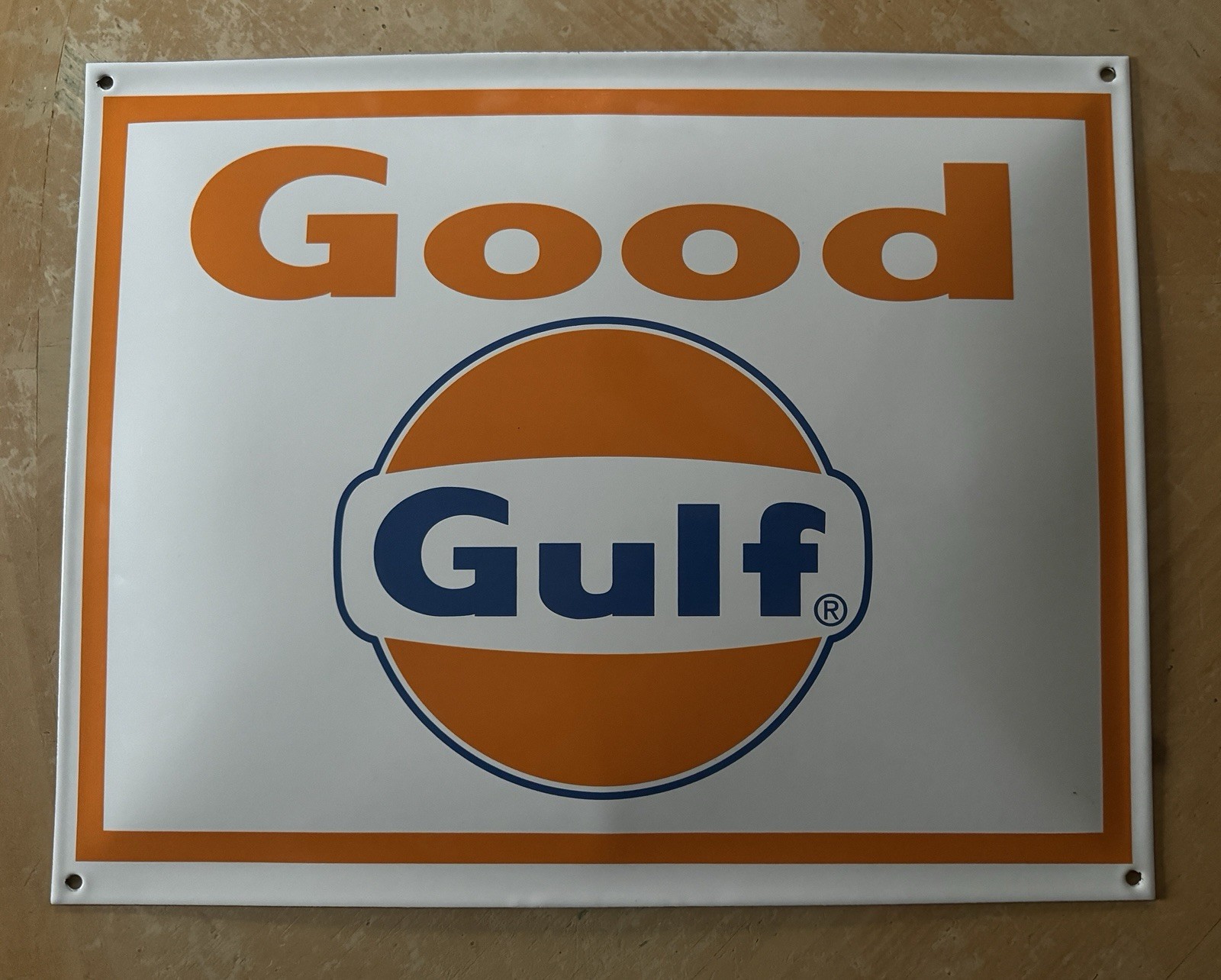 GOOD GULF GASOLINE Porcelain Gas Station Domed Sign 13\