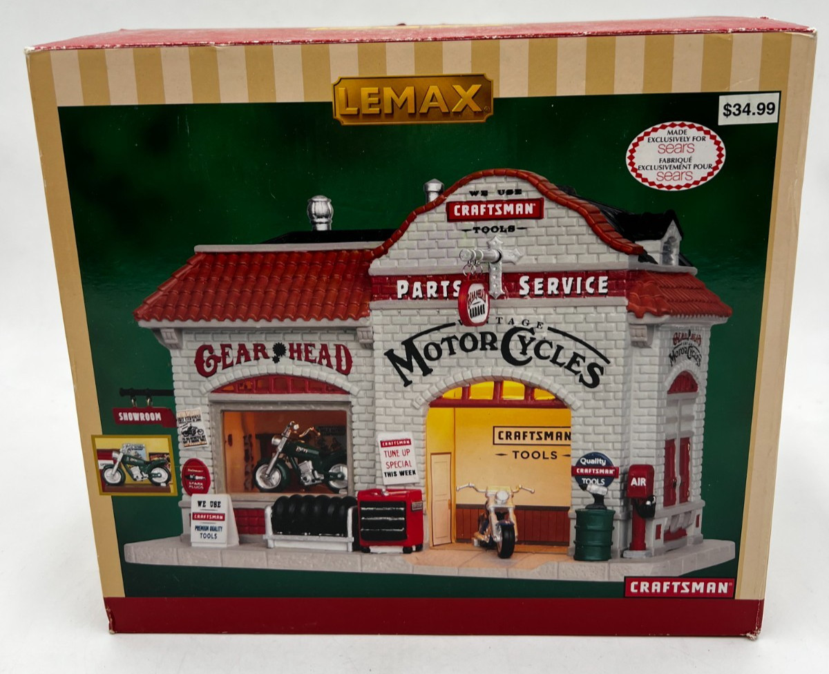 Lemax Gear Head Vintage Motorcycles 35589 Craftsman Sears Exclusive Lighted