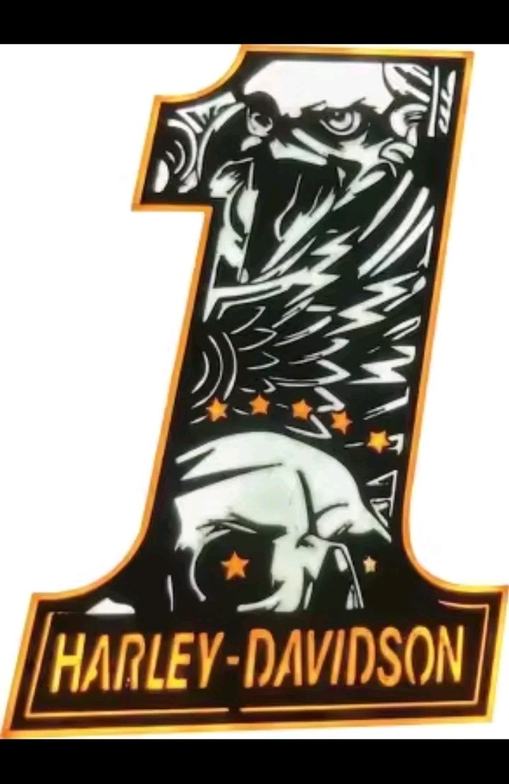 Harley Davidson 12 Inch Die-cut #1  Logo Eagle Aluminum Motorcycle Sign UV Print