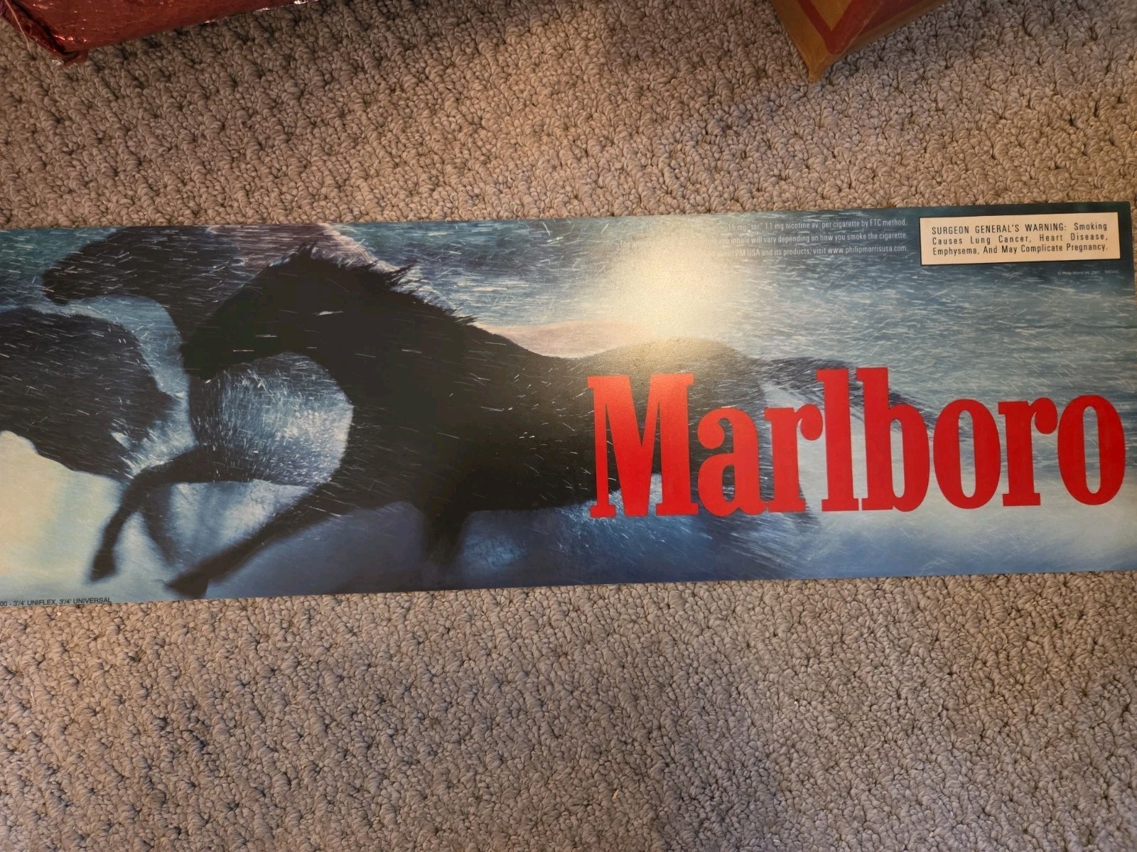 2001 Marlboro Running Horses Vinyl/Plastic Sign Single Sided 8\ 2001 Marlboro Running Horses Vinyl/Plastic Sign Single Sided 8\