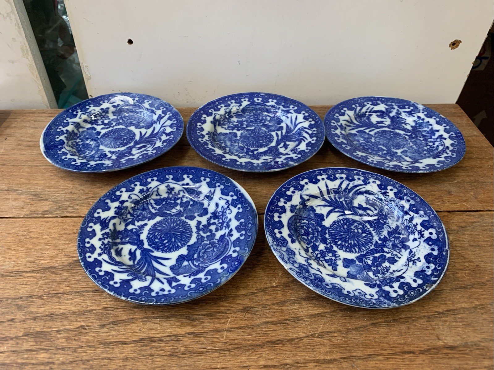 Antique vintage Asian blue and white dessert plates Plate Set Antique vintage Asian blue and white dessert plates Plate Set