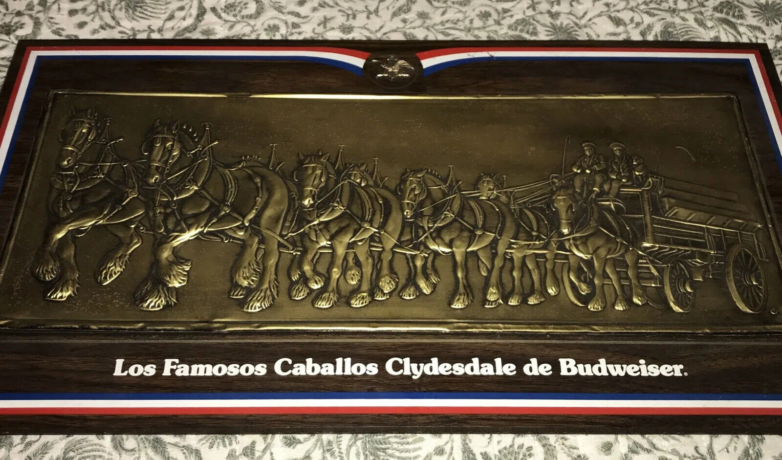 1970s  LOS FAMOSOS CABALLOS Clydesdale Budweiser Bar Advertising Wall Sign NICE