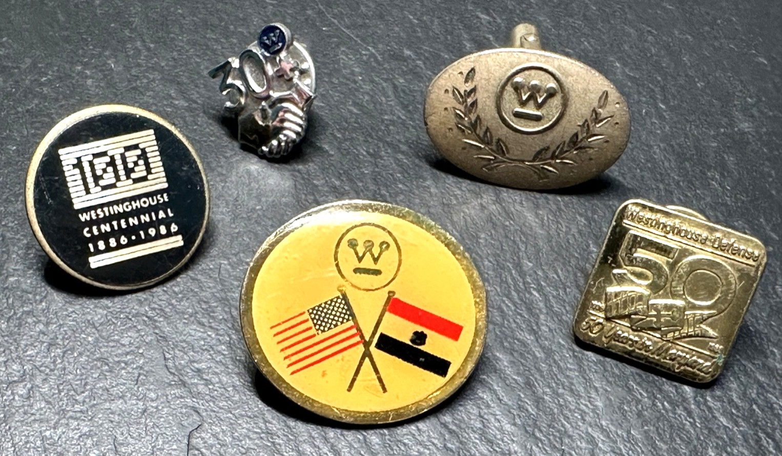 VINTAGE WESTINGHOUSE PINS/1 CUFFLINK: 30 YEAR, 50 IN MD, CENTENNIAL+ I153 VINTAGE WESTINGHOUSE PINS/1 CUFFLINK: 30 YEAR, 50 IN MD, CENTENNIAL+ I153