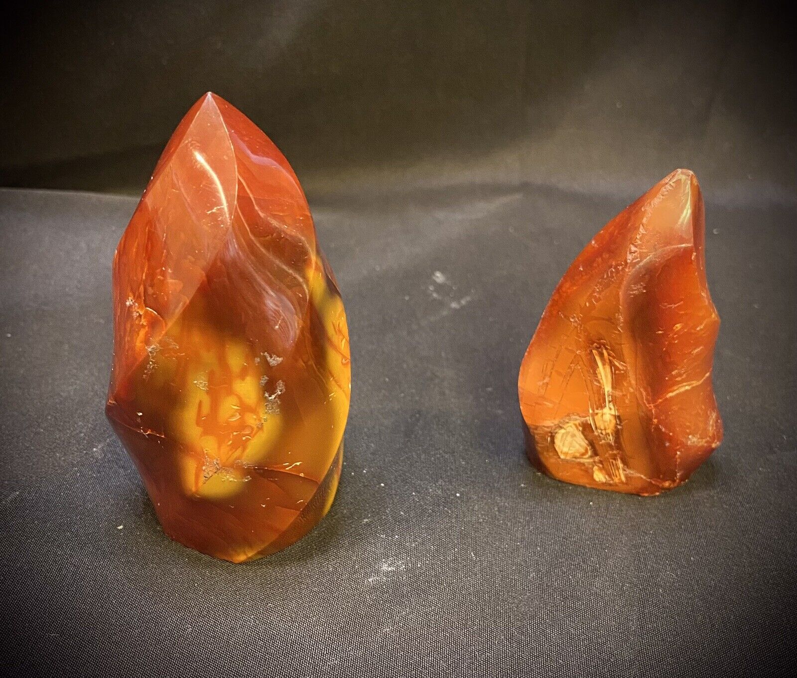 Pair Of Colorful Carnelian Flames