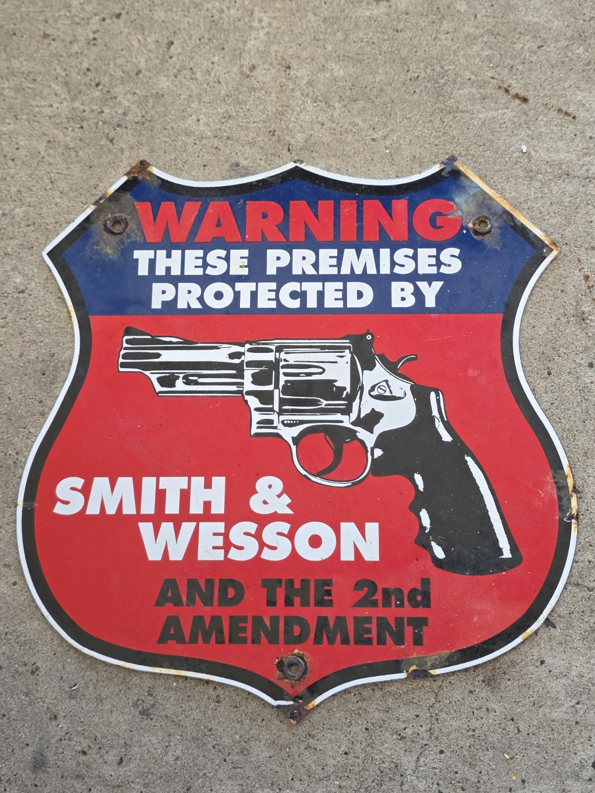 VINTAGE SMITH & WESSON PORCELAIN GAS STATION PUMP SIGN 11 VINTAGE SMITH & WESSON PORCELAIN GAS STATION PUMP SIGN 11