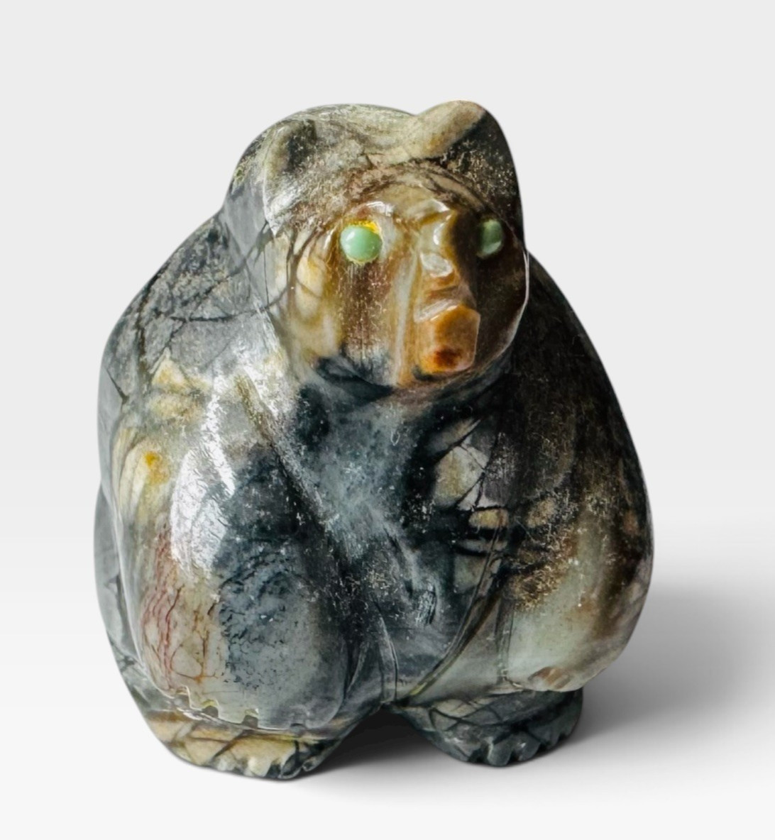 Bear Zuni Fetish Carving Prudencia Quam 1995 Picasso Marble with Cert of Auth Bear Zuni Fetish Carving Prudencia Quam 1995 Picasso Marble with Cert of Auth