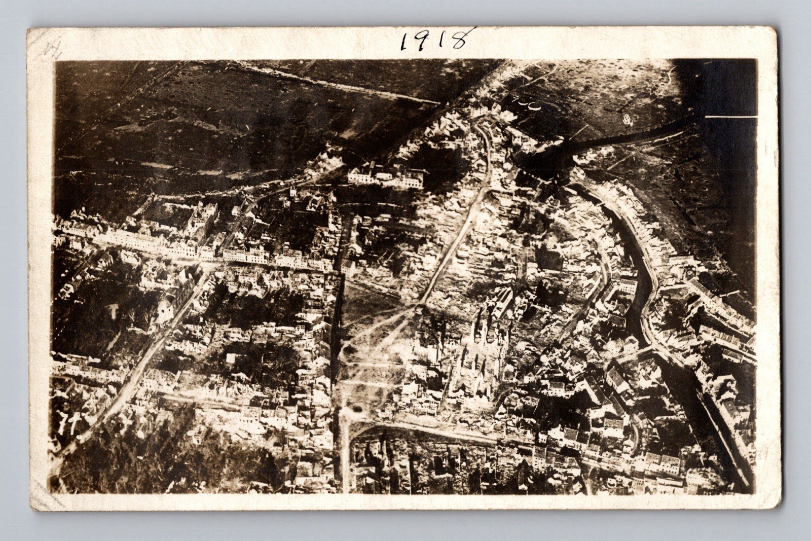 Aerial Luftbild Von Pforzheim After Bombardment RPPC Postcard Photo