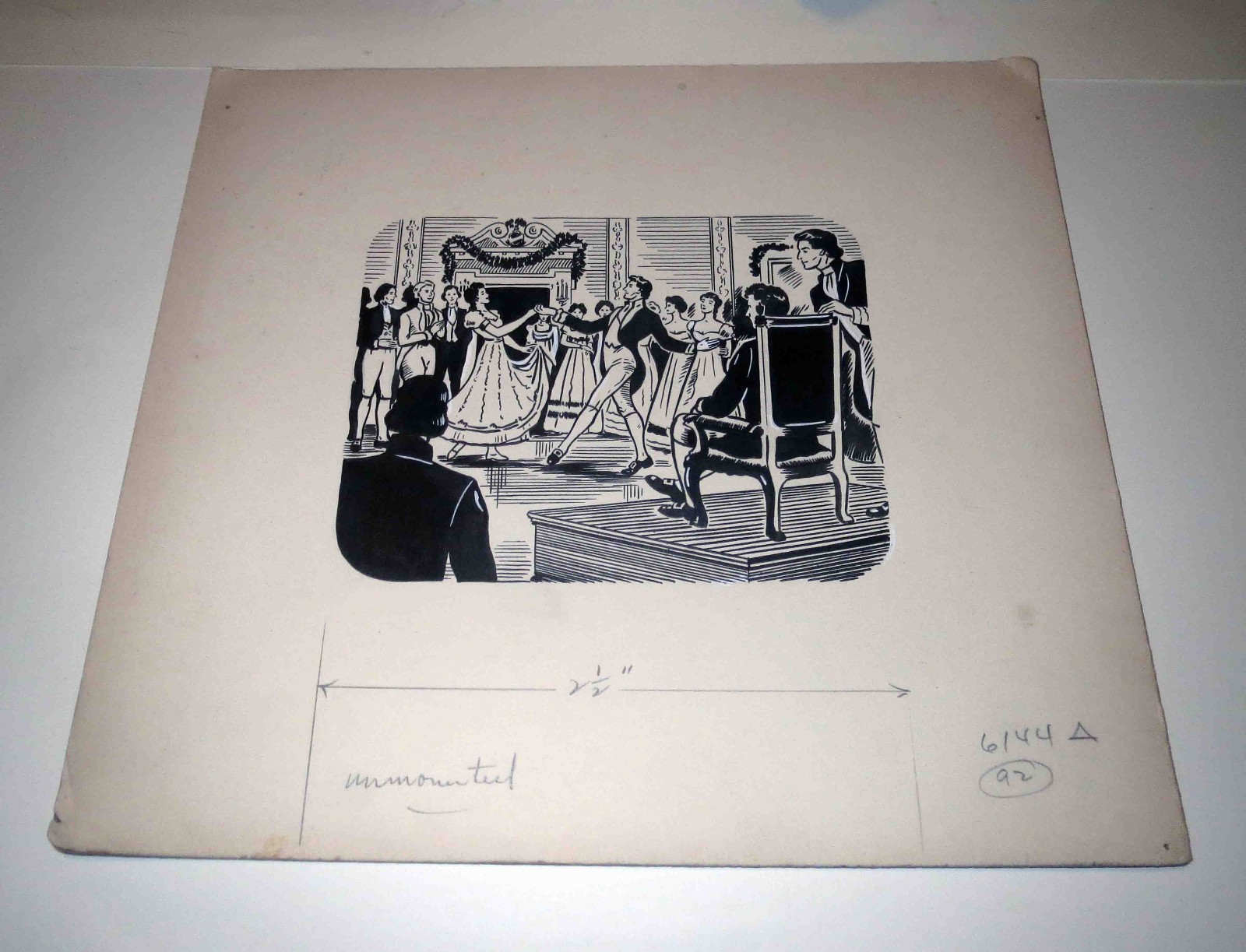 Antique Production Art Illustration Drawing - COLONIAL DANCE - AUTHENTIC Antique Production Art Illustration Drawing - COLONIAL DANCE - AUTHENTIC