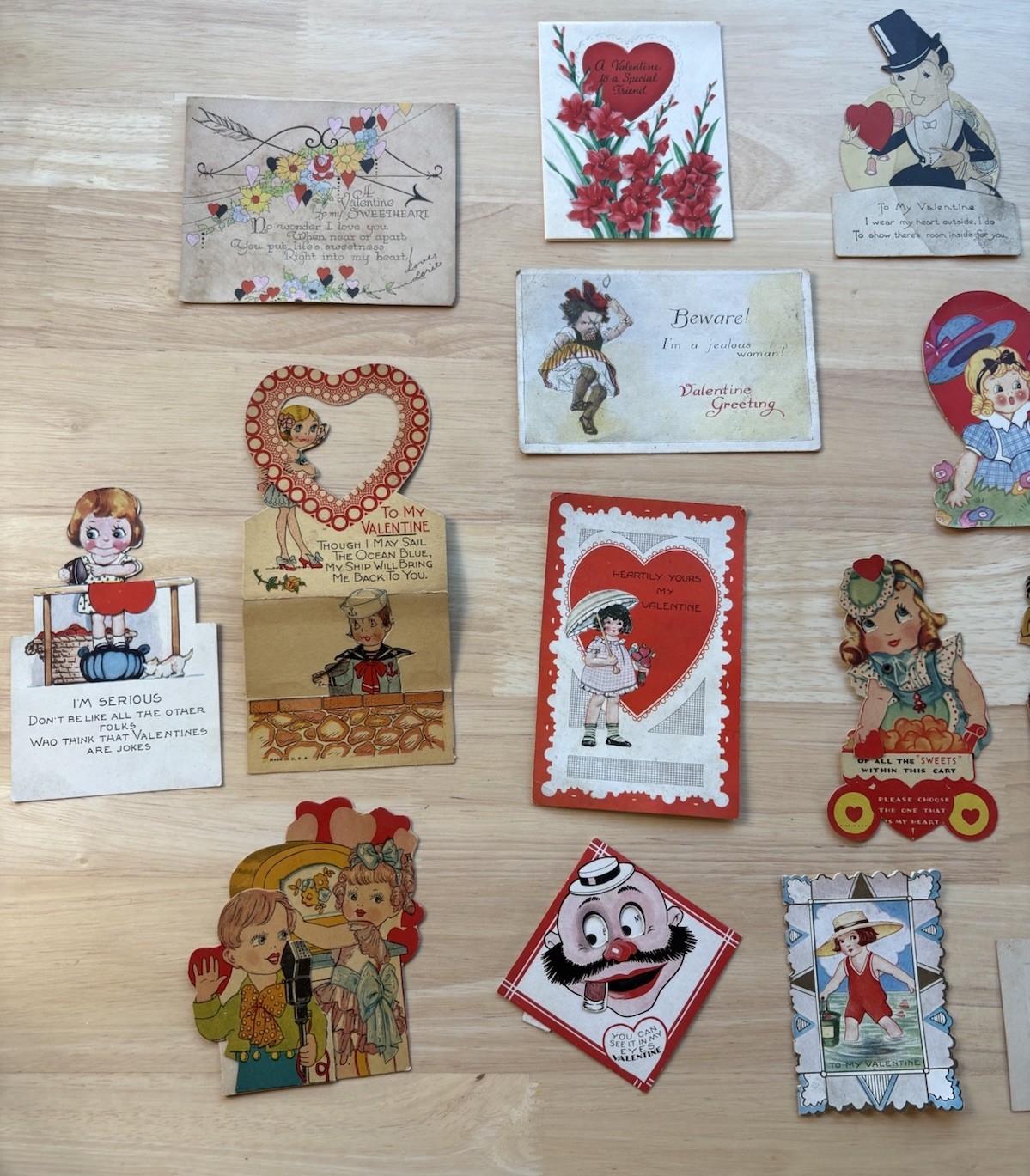 Lot 21 Vintage 1930s Valentine Cards Die Cut Pop Up Moving Parts Ephemera USA