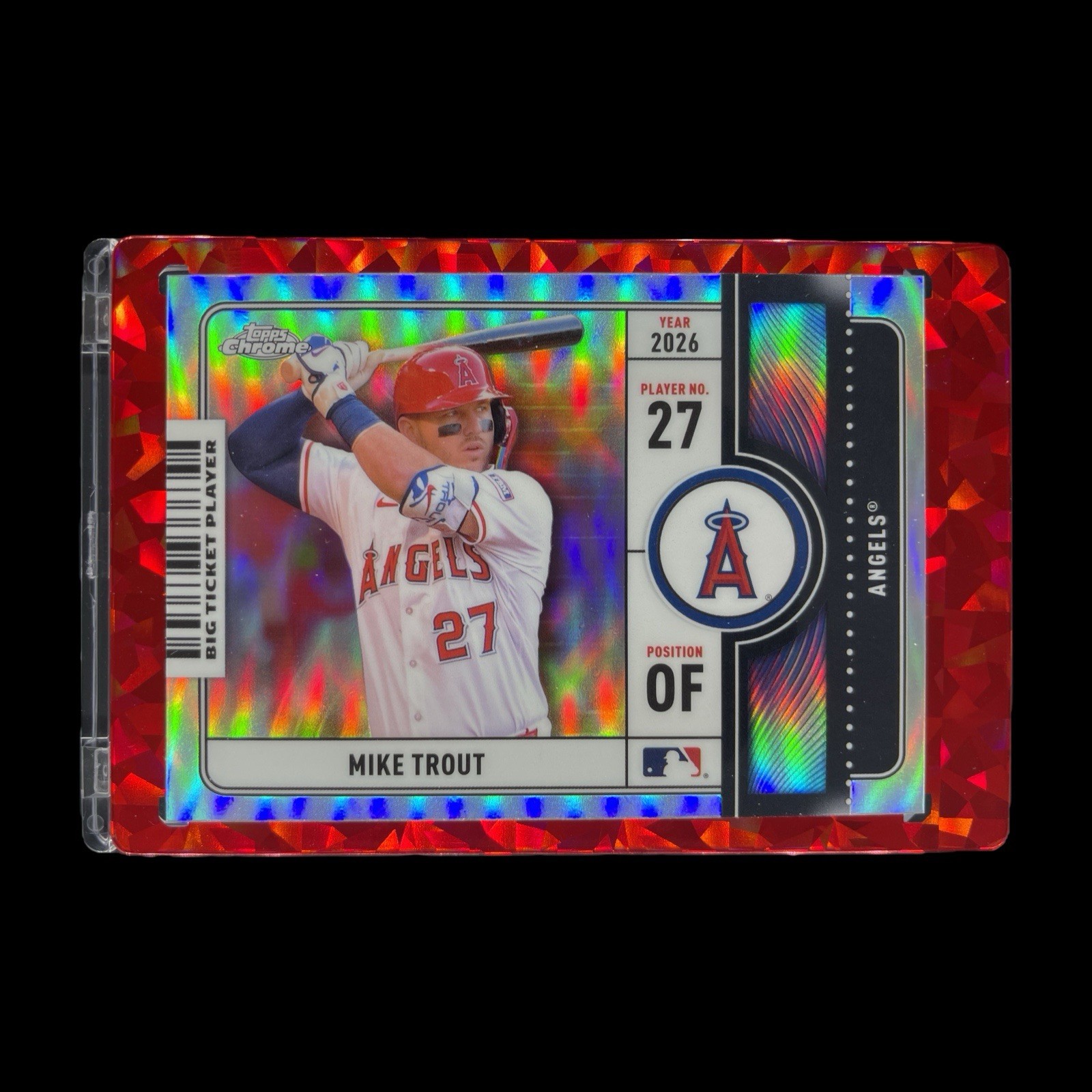 MIKE TROUT SILVER TICKET REFRACTOR HOLO CARD 2026 Topps Chrome Insert - Angels