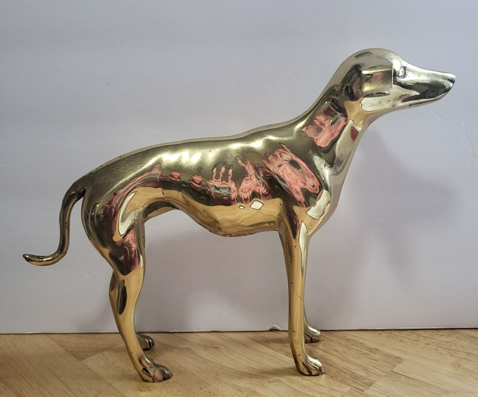 Vintage Brass Bronze Metal Greyhound Whippet Hound Dog Figurine 7.5\