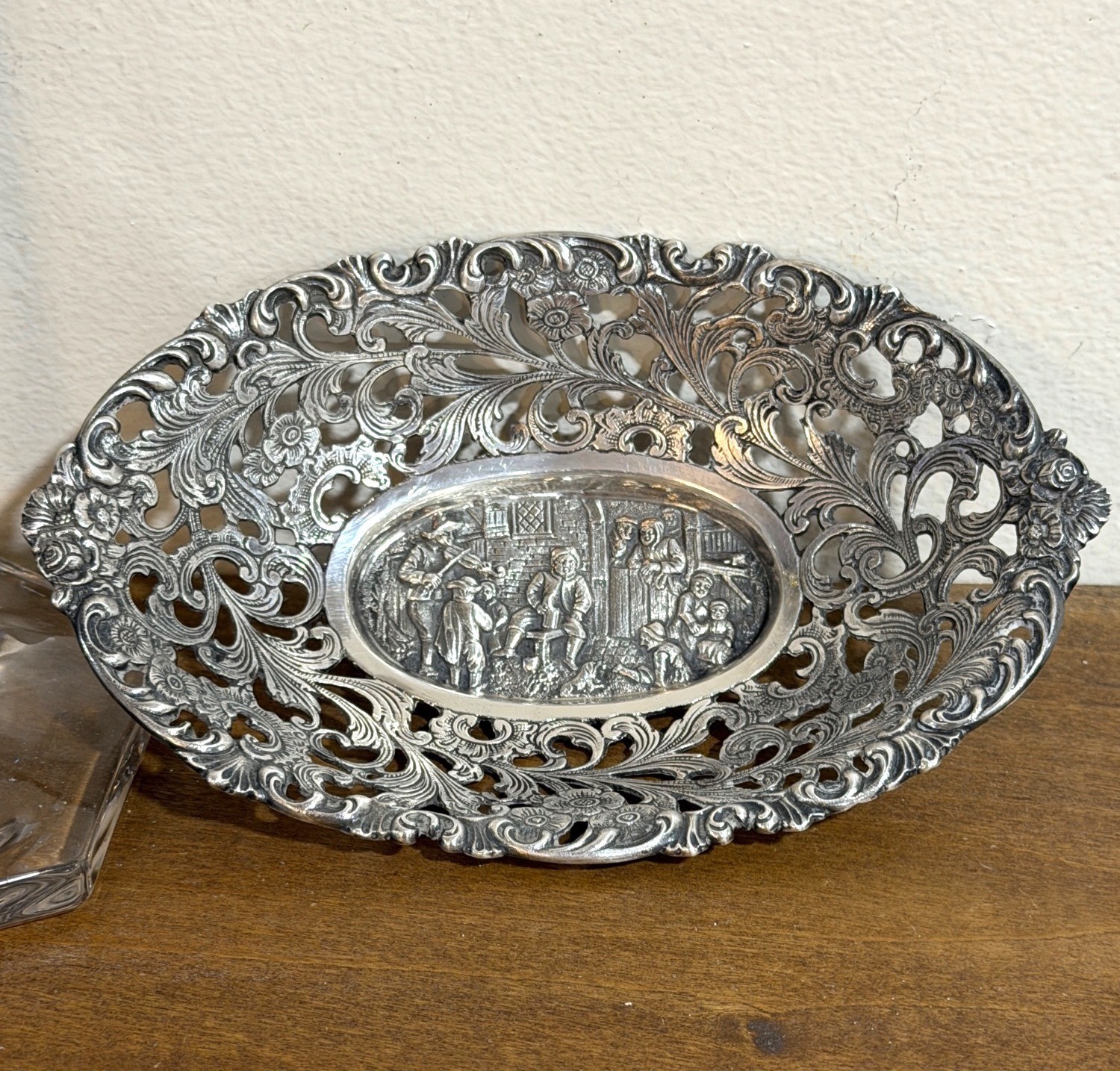 Decorative Dish Silver Plate Jewelry Bowl Trinket Ornate Filigree Dutch Hanau Va Decorative Dish Silver Plate Jewelry Bowl Trinket Ornate Filigree Dutch Hanau Va