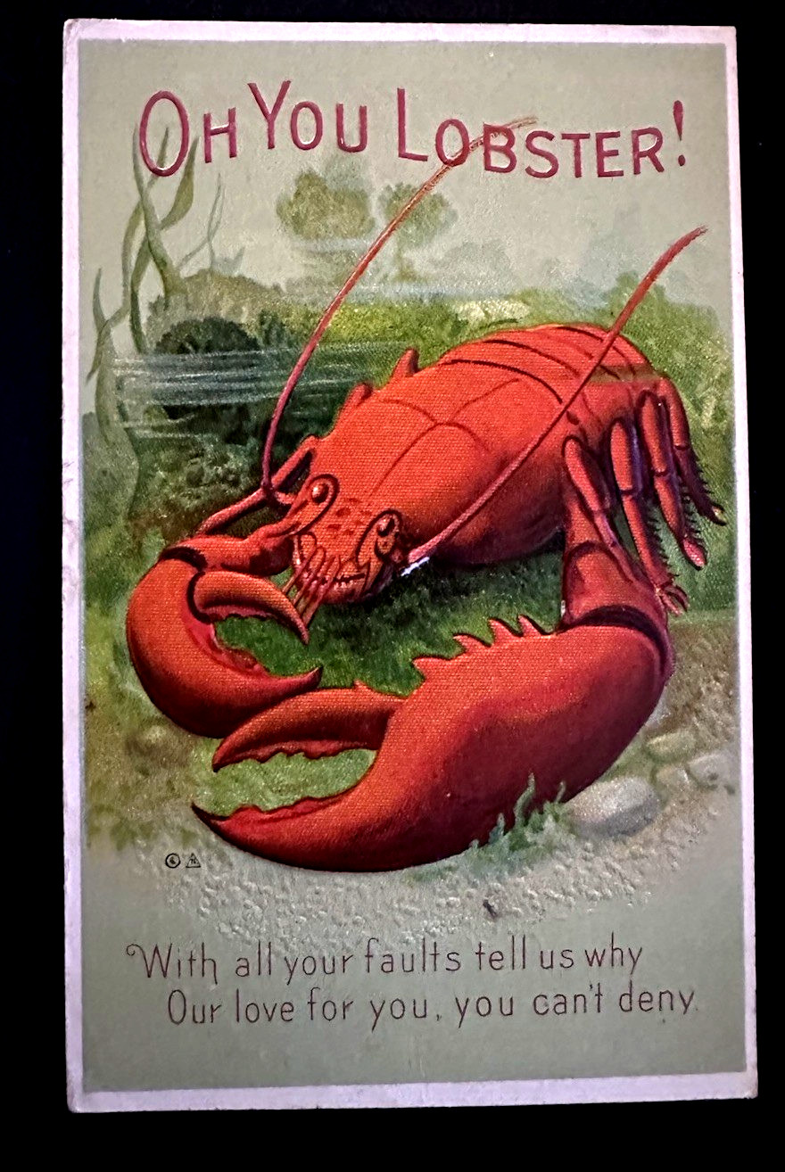 Rare~Oh You ~Lobster Antique Anthropomorphic Embossed Fantasy Postcard~r729 Rare~Oh You ~Lobster Antique Anthropomorphic Embossed Fantasy Postcard~r729