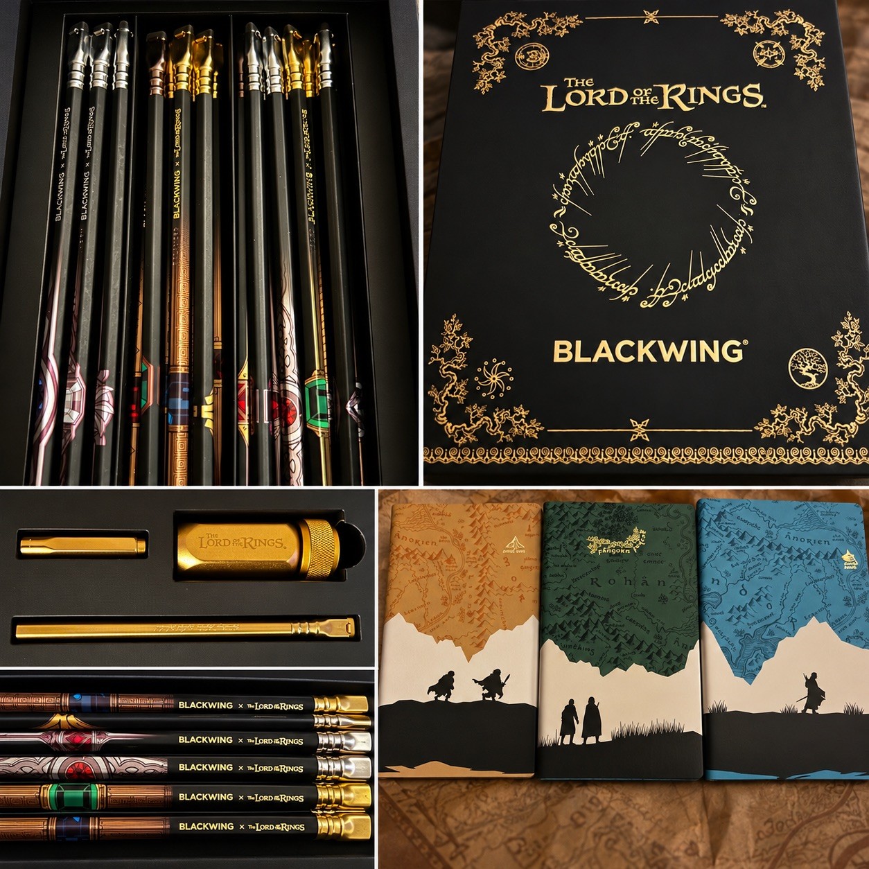 Blackwing Lord Of The Rings-20 Pencils & Sharpener & 3 Moleskine Cahier Journals Blackwing Lord Of The Rings-20 Pencils & Sharpener & 3 Moleskine Cahier Journals