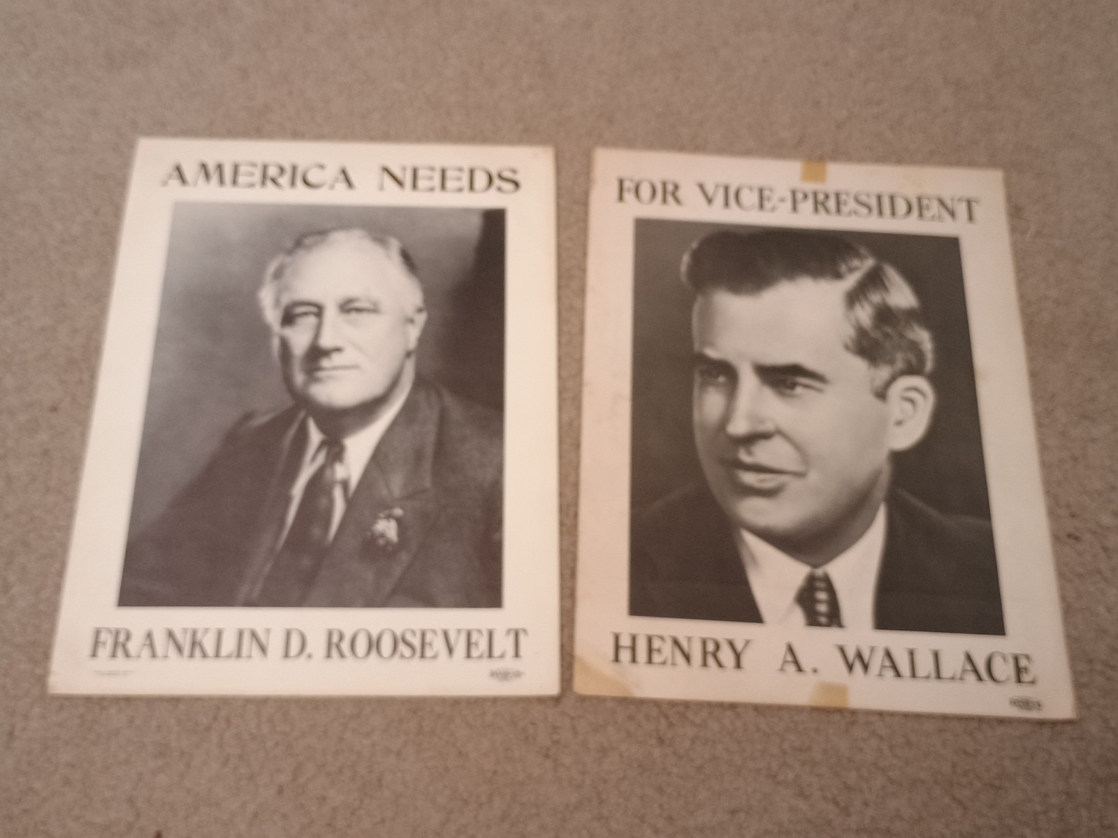 Original 1940 Franklin ROOSEVELT Henry WALLACE Campaign Poster Set FDR President Original 1940 Franklin ROOSEVELT Henry WALLACE Campaign Poster Set FDR President