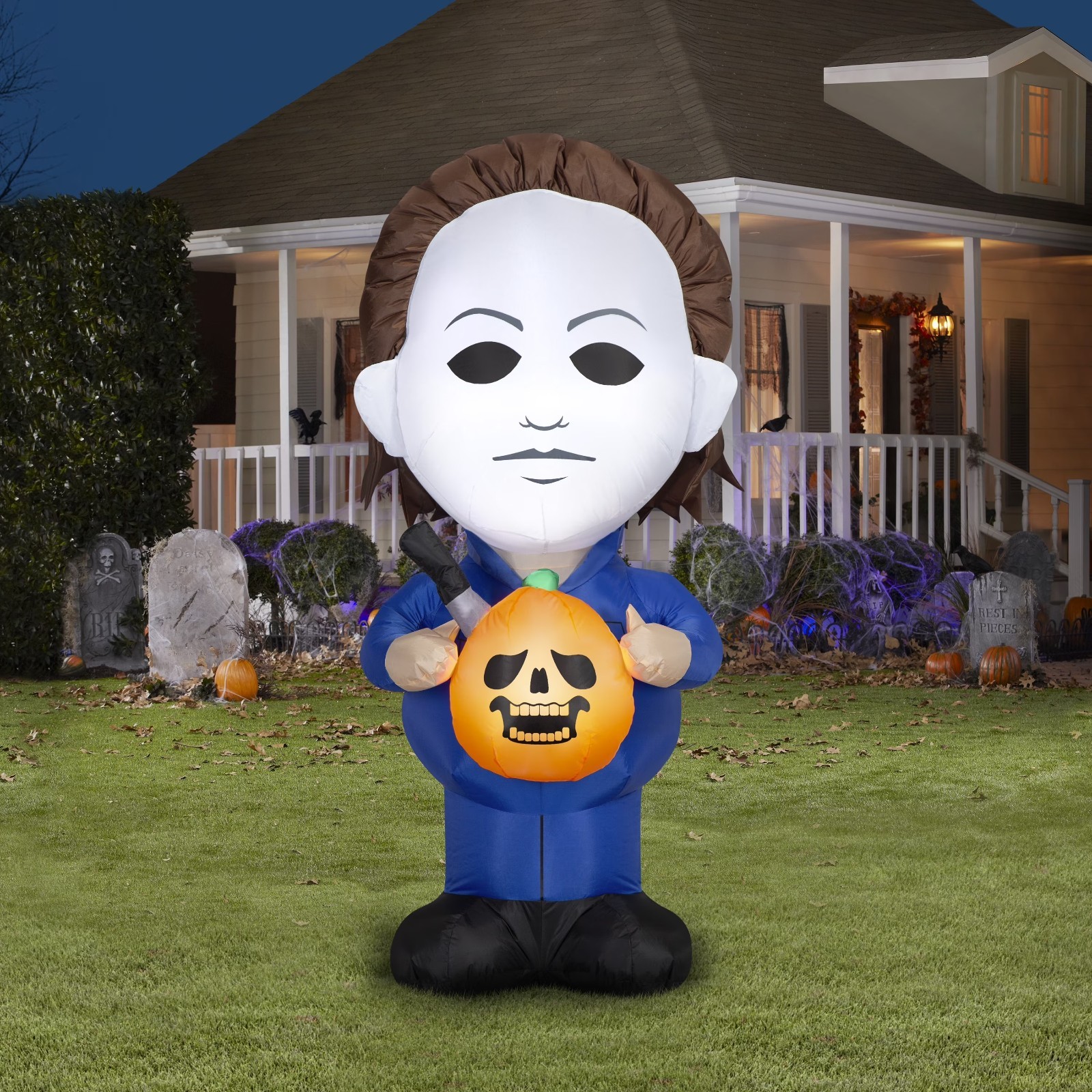 Universal Michael Myers Halloween Airblown Inflatable Jack O Lantern Knife 5ft