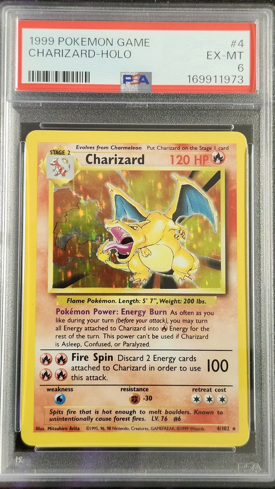 Pokemon PSA 6 Charizard 4 Base Set Pokemon PSA 6 Charizard 4 Base Set