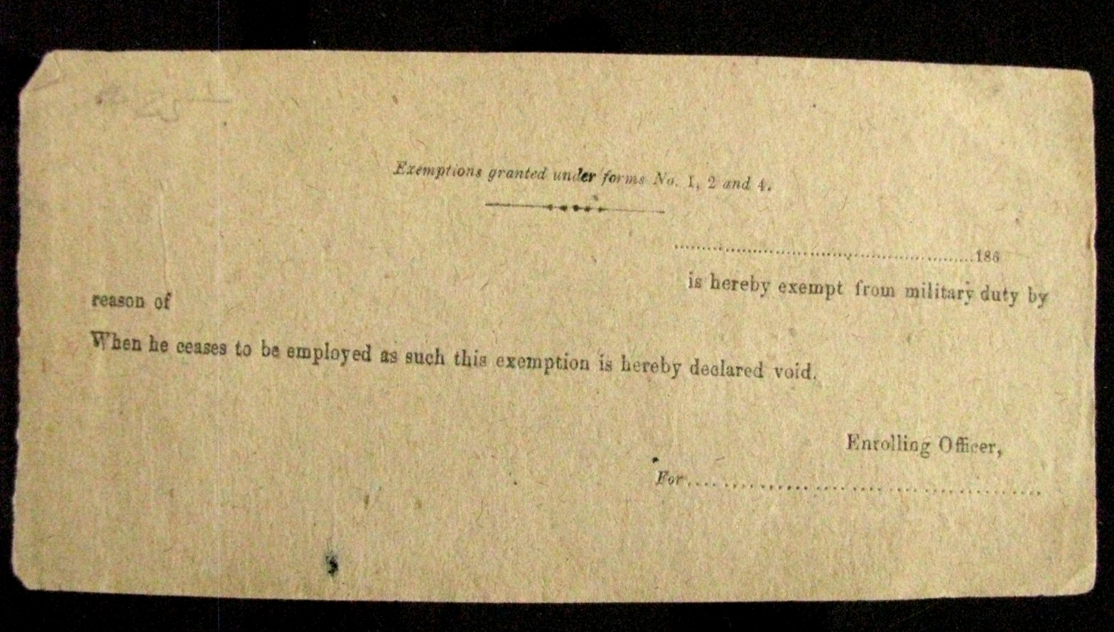 CIVIL WAR CONFEDERATE DRAFT EXEMPTION VIRGINIA