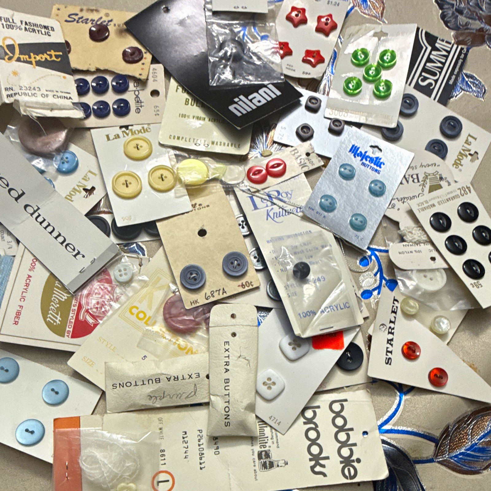 Vintage Sewing & Craft Ephemera Lot – Deadstock Button Cards, Brand Tags &l