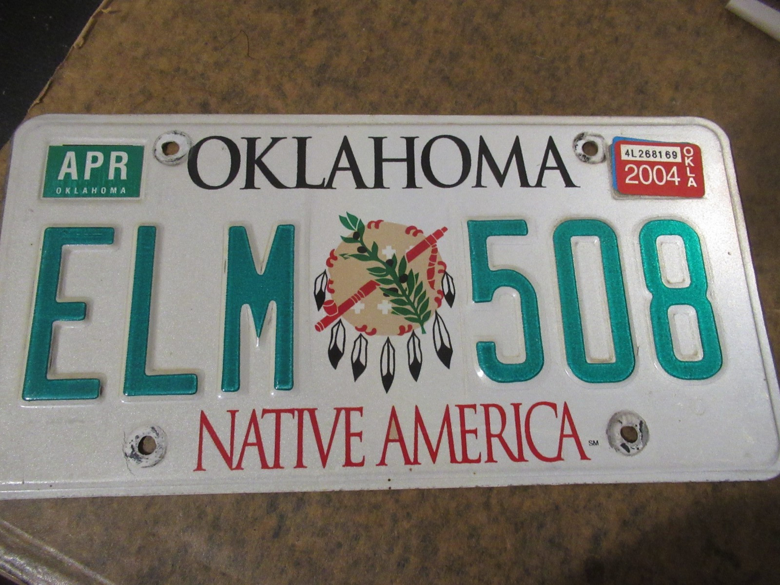 Oklahoma Native America Expired License Plate Embossed Free US Shipping Oklahoma Native America Expired License Plate Embossed Free US Shipping