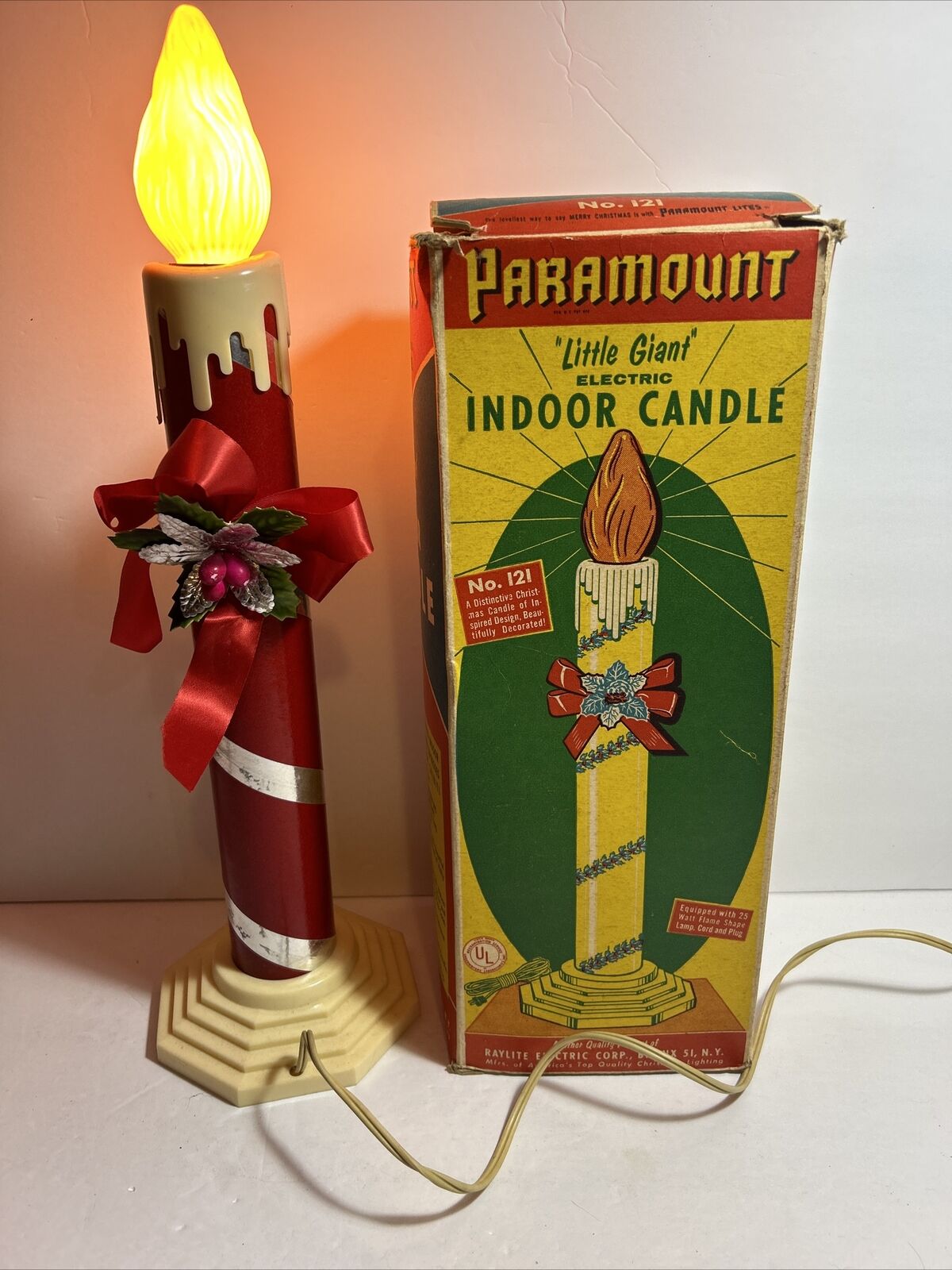 Vintage Paramount LITTLE GIANT Electric Indoor CANDLE Christmas Light w Orig Box