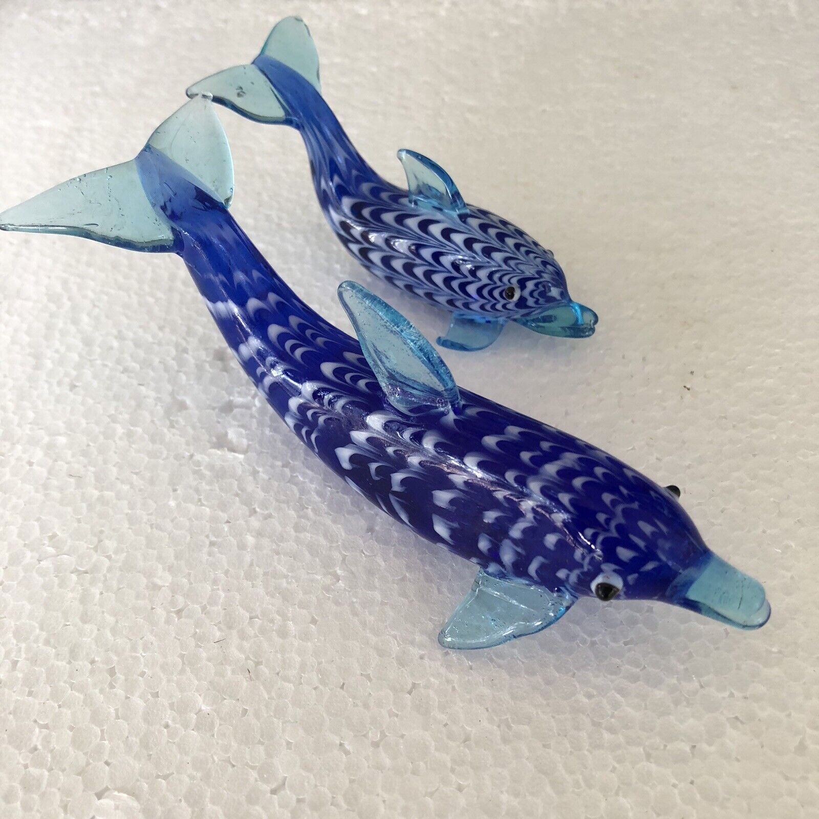 Lenox Deep Blue Dolphins Art Glass Collection Set of 2 COA Original Box NIB