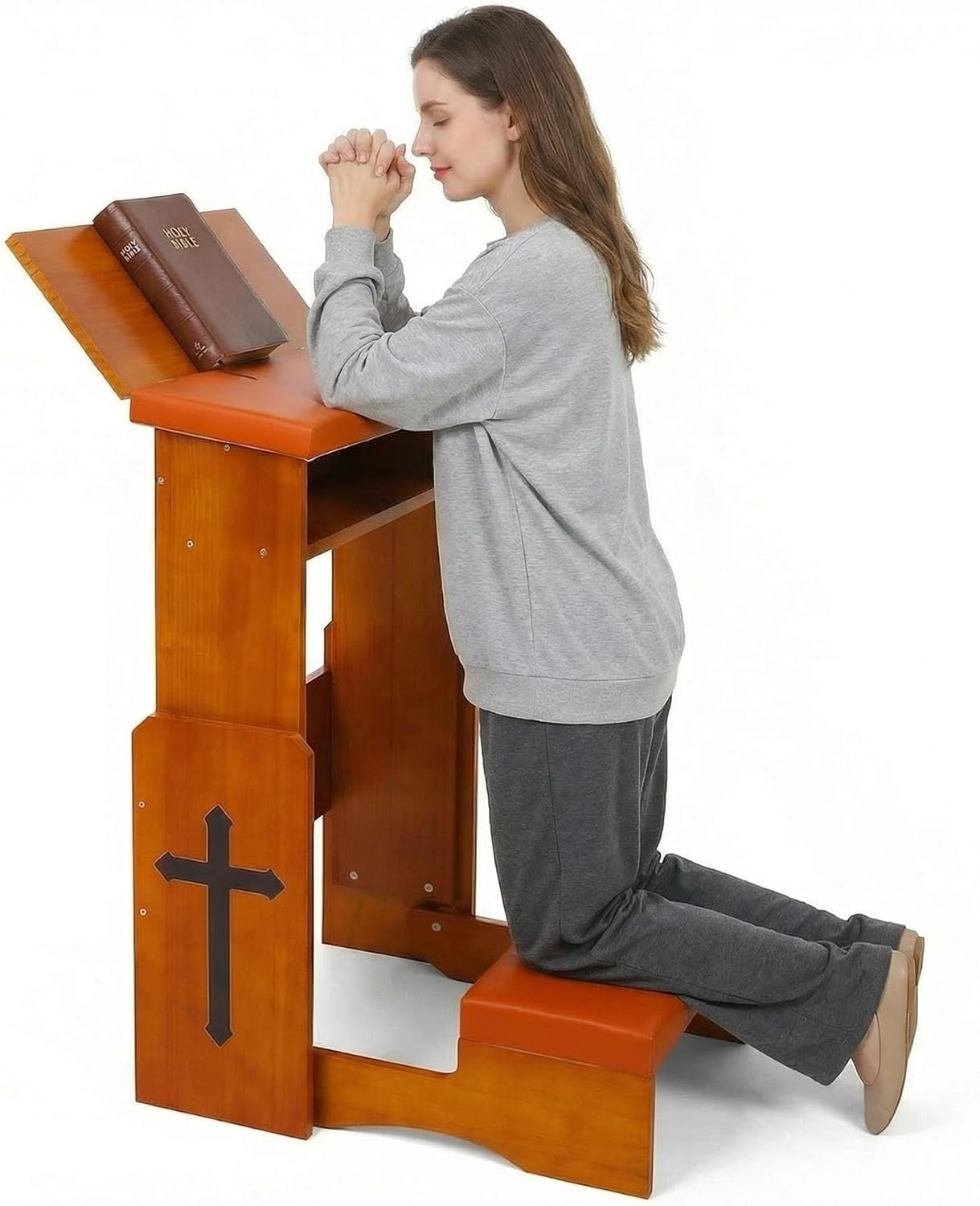 Fanwer Folding Prayer Bench for Home Use - Adjustable Wooden Kneeler for Prayer Fanwer Folding Prayer Bench for Home Use - Adjustable Wooden Kneeler for Prayer