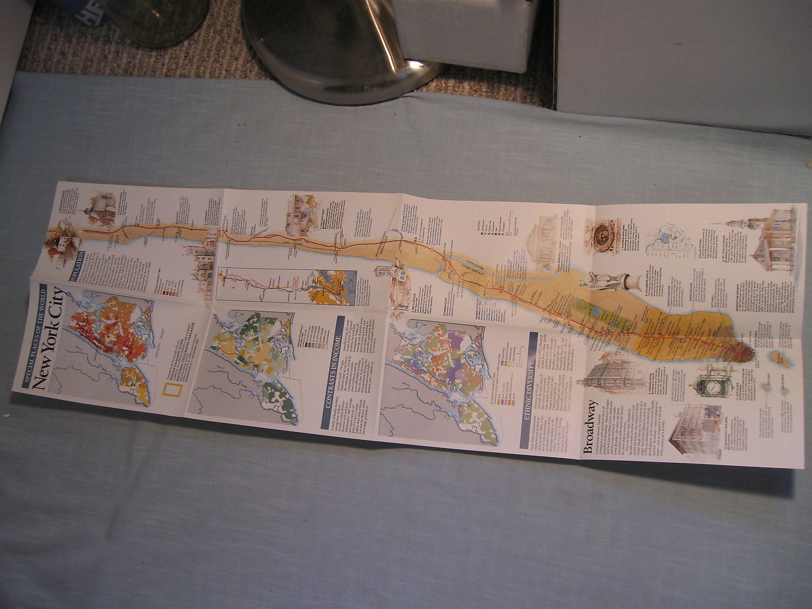 MANHATTAN NEW YORK CITY COLOR WALL MAP September 1990 National Geographic 