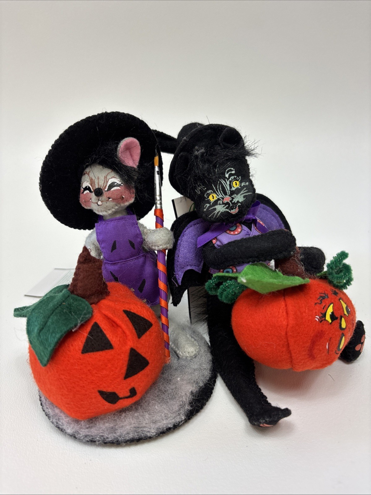 Annalee Halloween Lot Mouse Witch & Black Cat Pumpkin Figurines 2016 2020 NWT