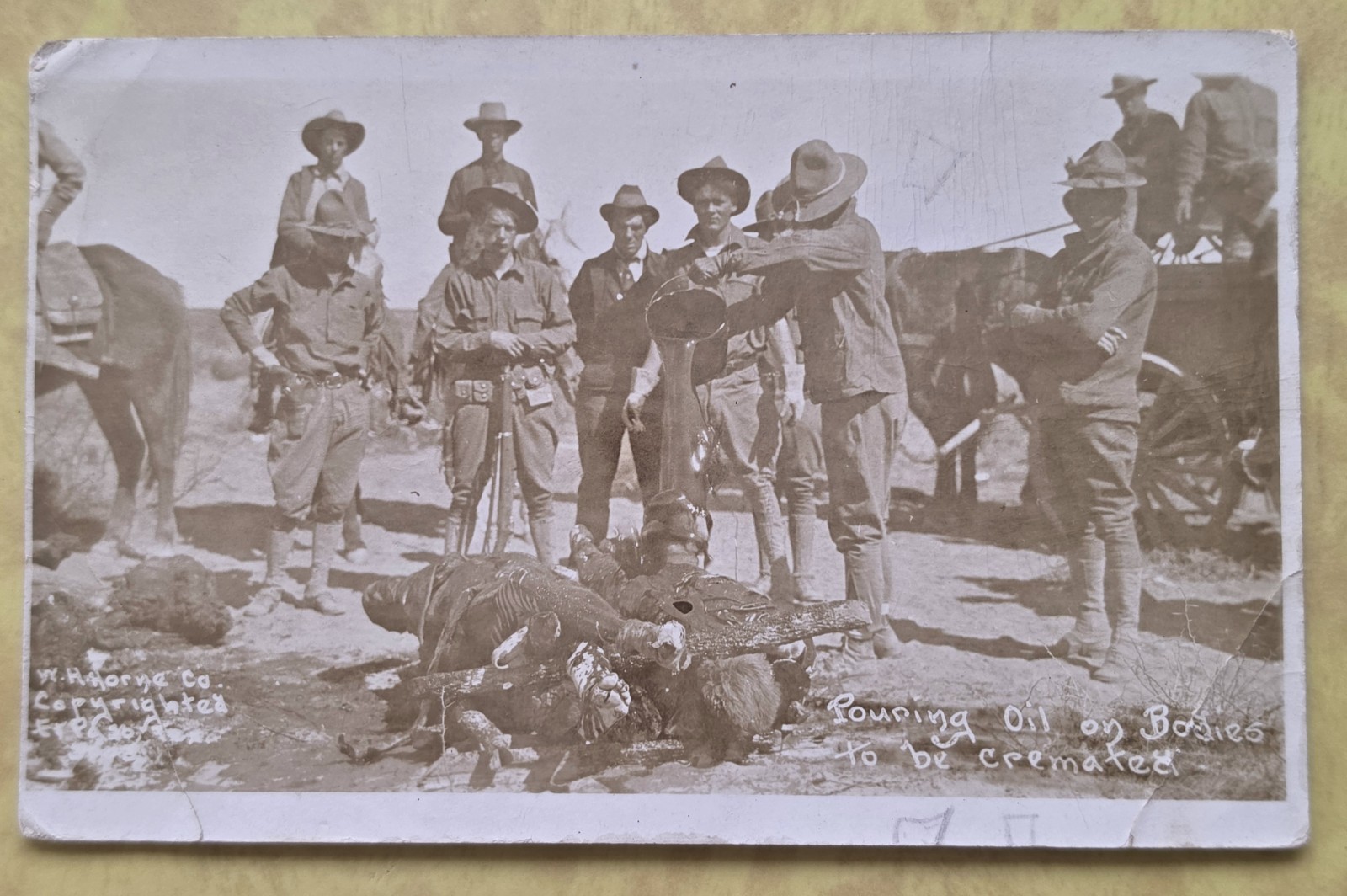 1916 Punitive Expedition Pouring Oil On The Bodies Graphic Real Photo Postcard
