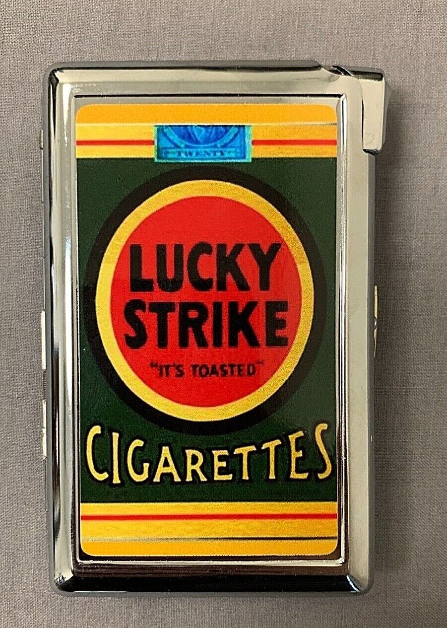 Lucky Strike Vintage Ad Image Cigarette Case with lighter ID Holder Wallet LS02 