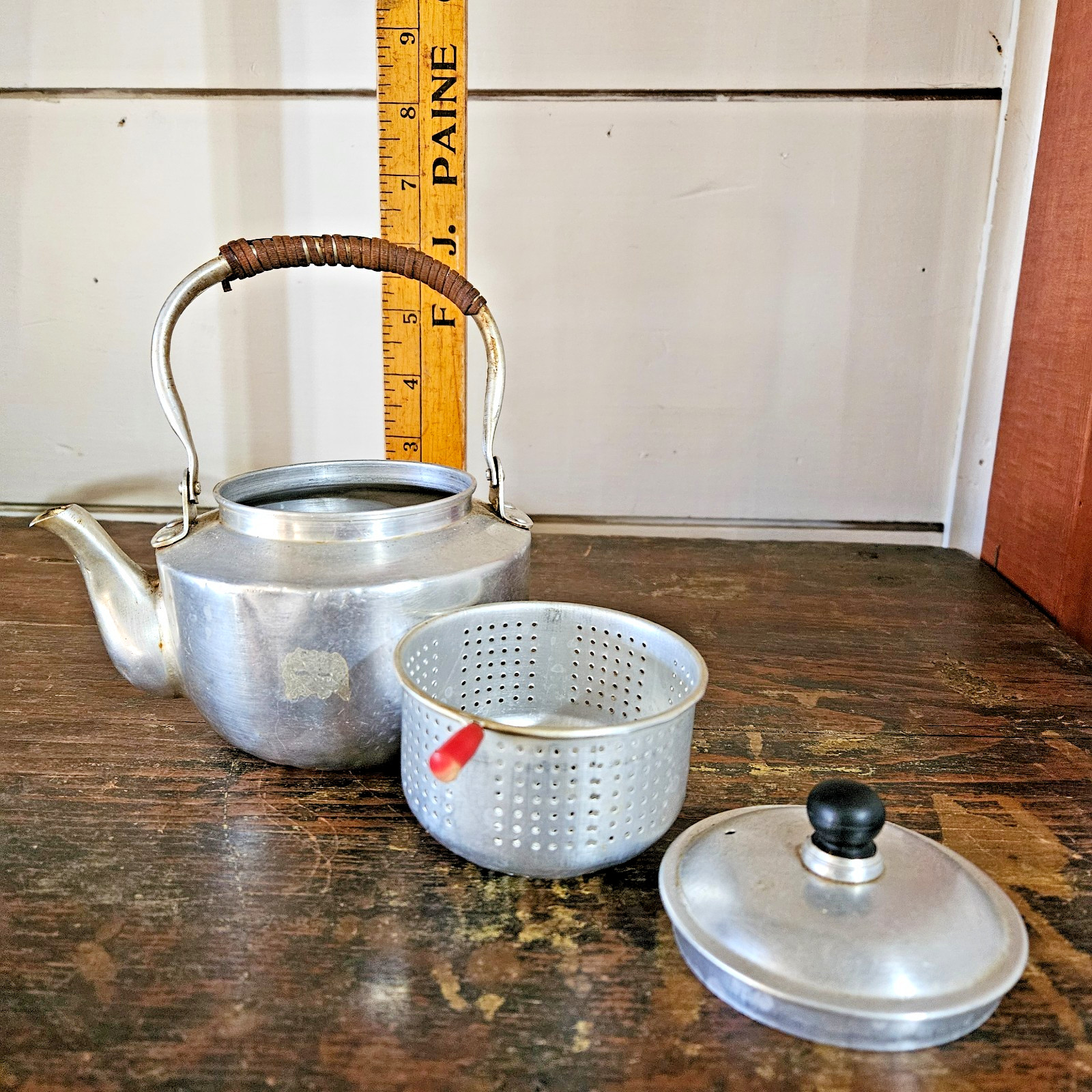 Vintage Small Aluminum Tea Kettle with Strainer Japan Teapot 2 Cup Vintage Small Aluminum Tea Kettle with Strainer Japan Teapot 2 Cup