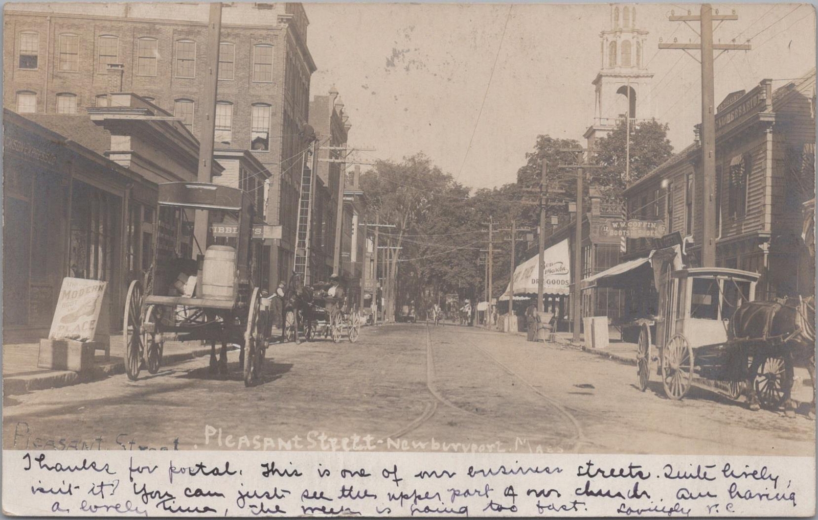 RPPC Postcard Pleasant Street Newburyport MA 1906 RPPC Postcard Pleasant Street Newburyport MA 1906
